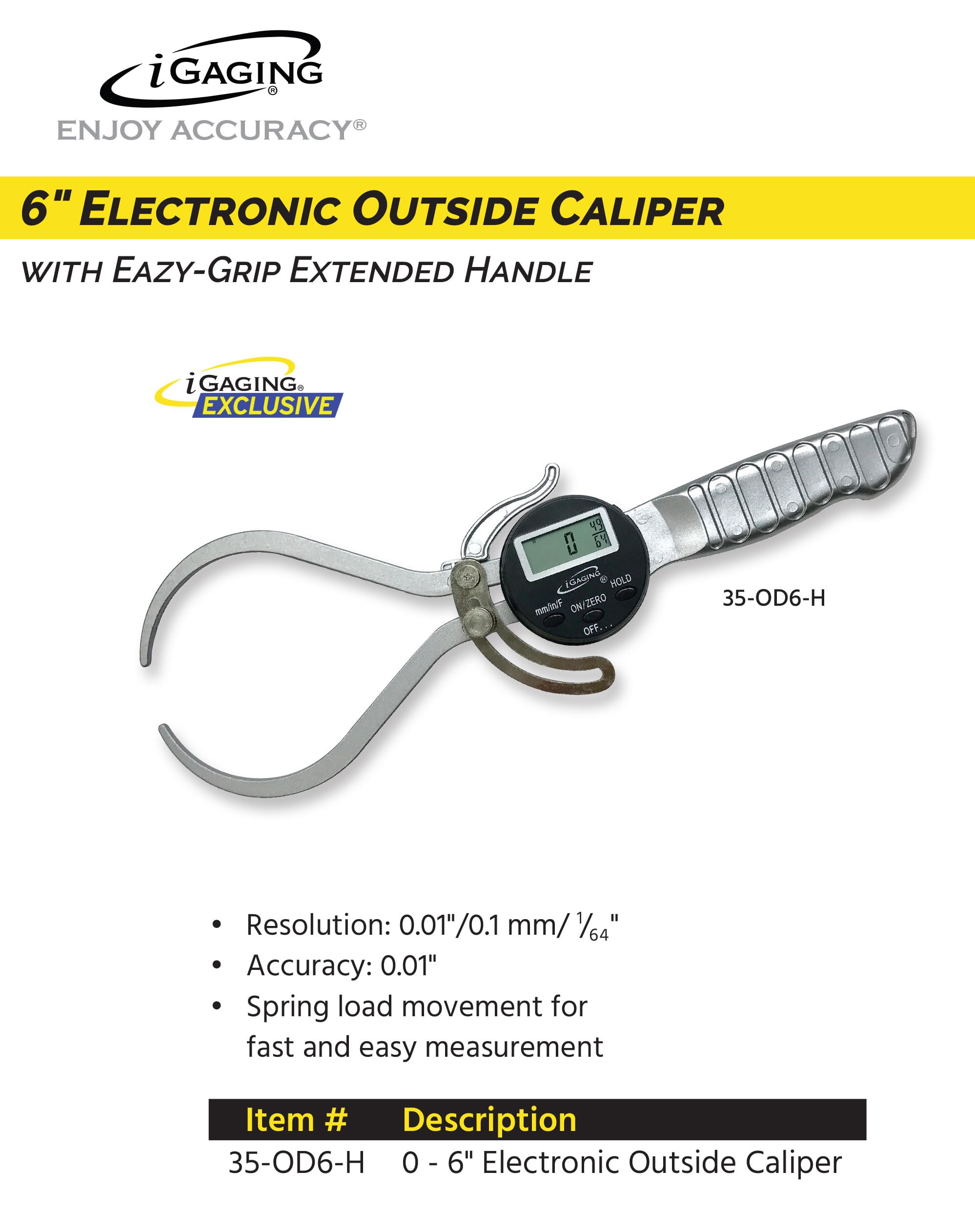 Digital Inside Caliper inch/Metric/Friction 0.5-6", iGAGING