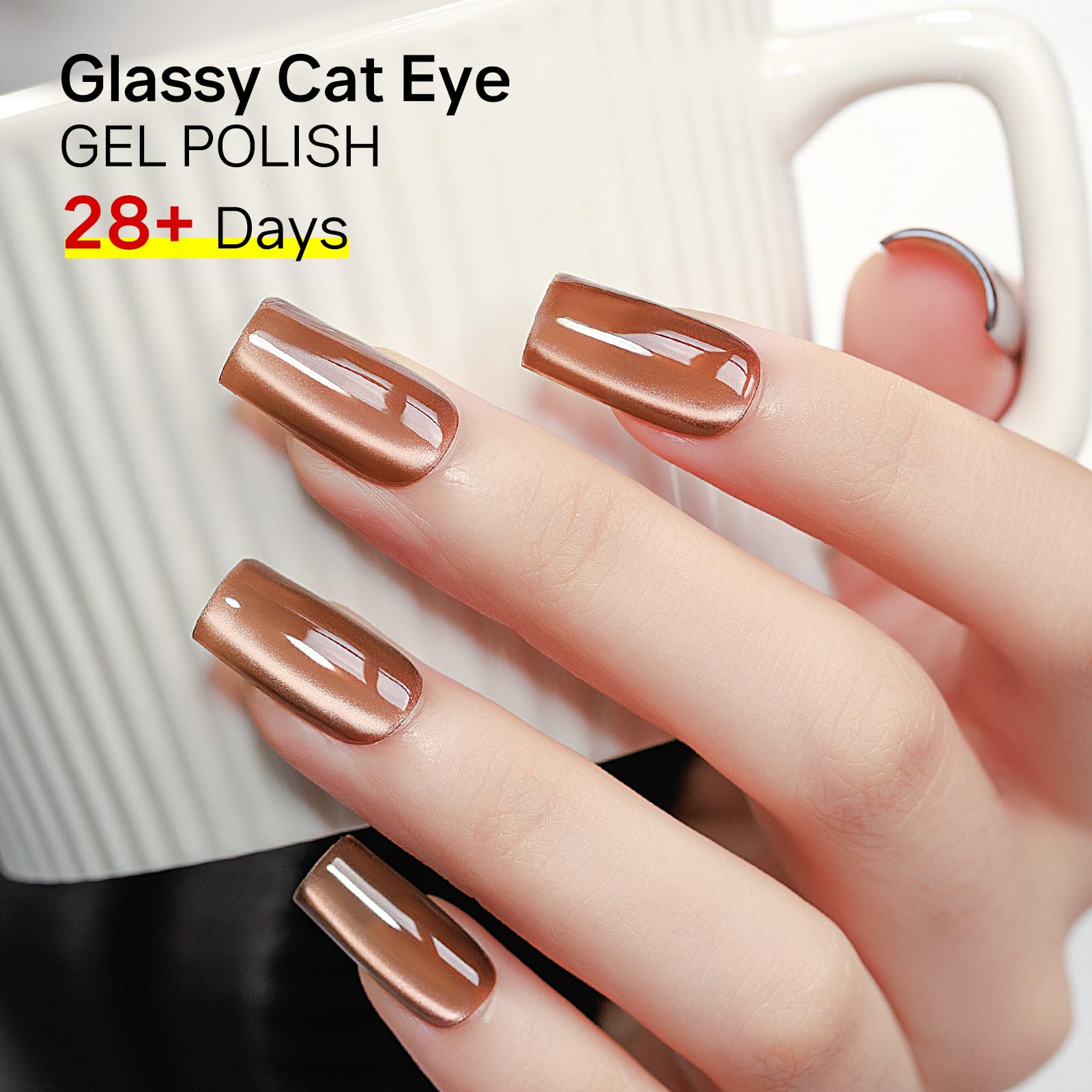 MIZHSE Cat Eye Gel Nail Polish, Moonlight Magnetic Gel Polish and Sheer Nude Nail Kit with 1 Magnet Stick, Glass Shiny Effect Silver Pink Purple Soak Off Manicure Home DIY