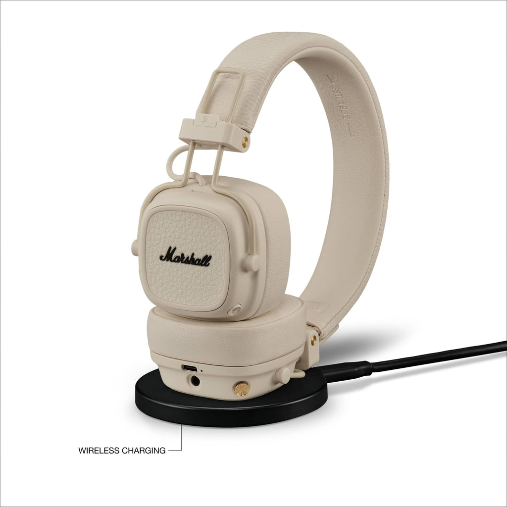 Marshall Major V Wireless On-Ear Bluetooth Headphones - 100+ Hr Playtime | Detachable Audio Cable | Microphone for Calls | Lightweight, Foldable Design for Travel - Black