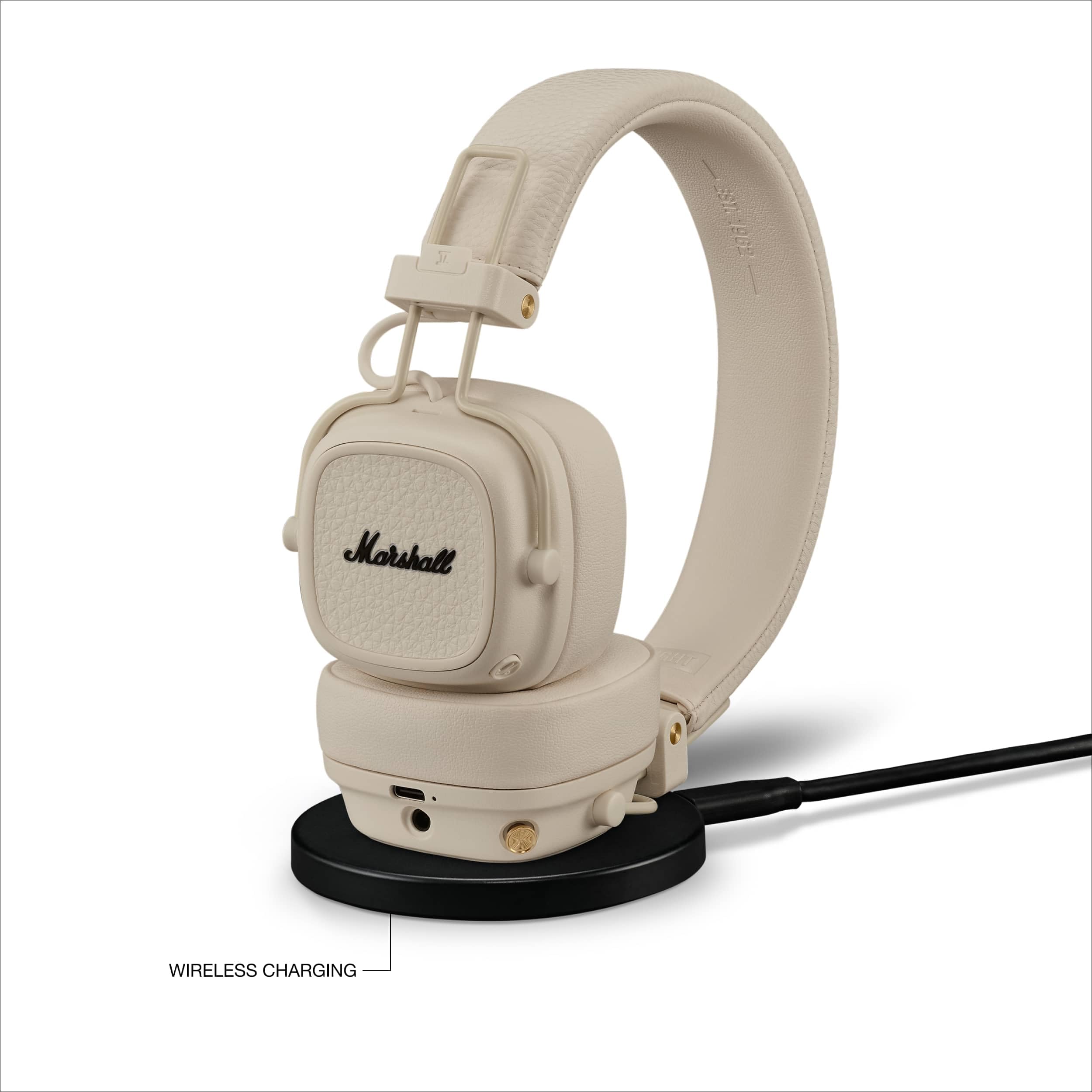 Marshall Major V Wireless On-Ear Bluetooth Headphones - 100+ Hr Playtime | Detachable Audio Cable | Microphone for Calls | Lightweight, Foldable Design for Travel - Black