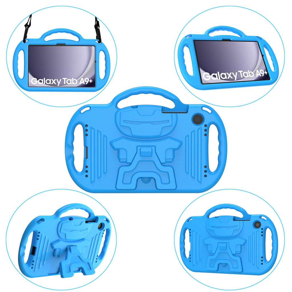 AVAWO Kids Case for Samsung Galaxy Tab A11+ Plus/A9+ Plus 11 Inch Case, with Strap, Shockproof Lightweight Handle Stand 2025/2023 Model with Lanyard, Black