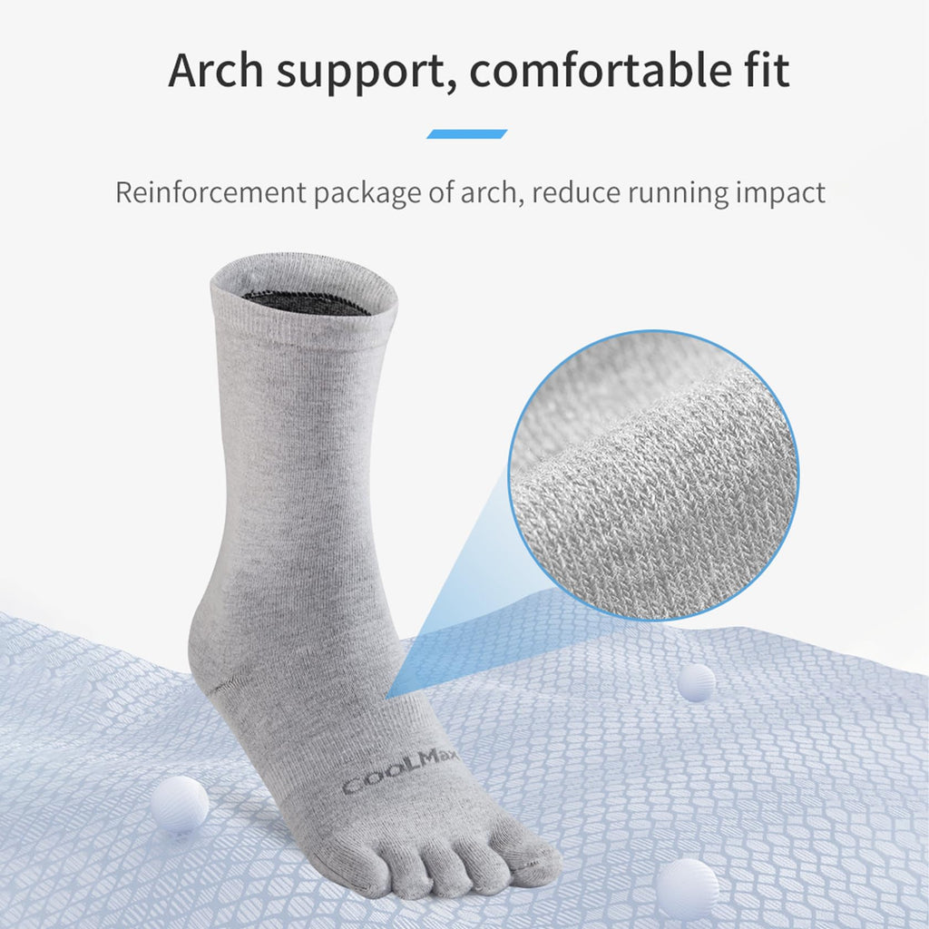 Toe Socks Liner Crew Socks for Men Women Coolmax Five Finger Socks 3 Pairs Running Socks