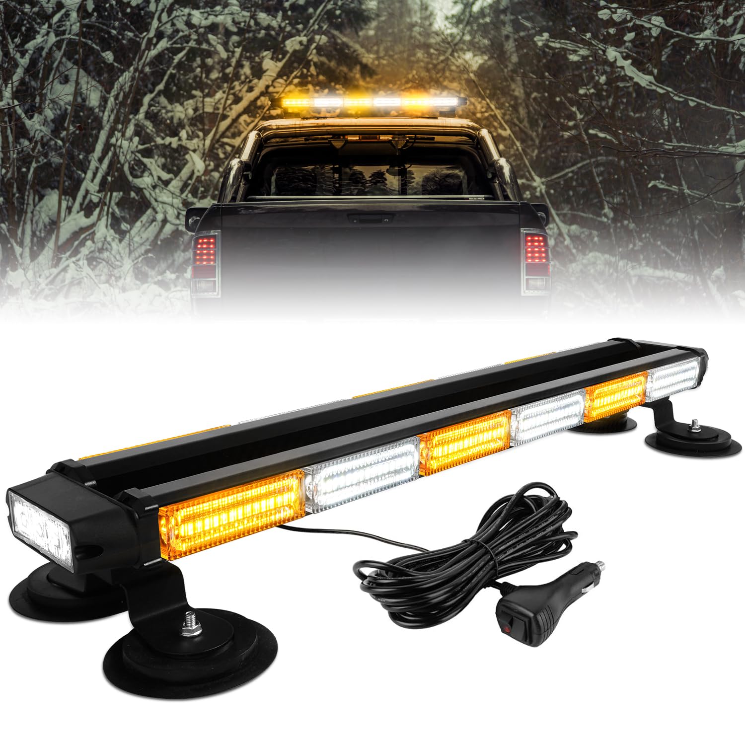 ASPL 26inch 126 LED Rooftop Emergency Strobe Lights Bar Double Side Flashing Safety Warning Traffic Advisor Light Bar Hazard Snow Plow Light for Work Trucks Vehicles Construction Tow Pickup(Amber)