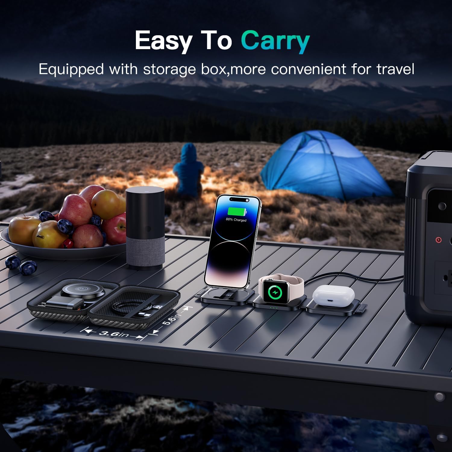 JARGOU 3 in 1 Charging Station for iPhone 16/15/14/13/12 Series, Travel Charger for Multiple Devices for AirPods 4/3/2/Pro,Wireless Charger Magnetic Charging for Apple Watch S10 Series(Black)