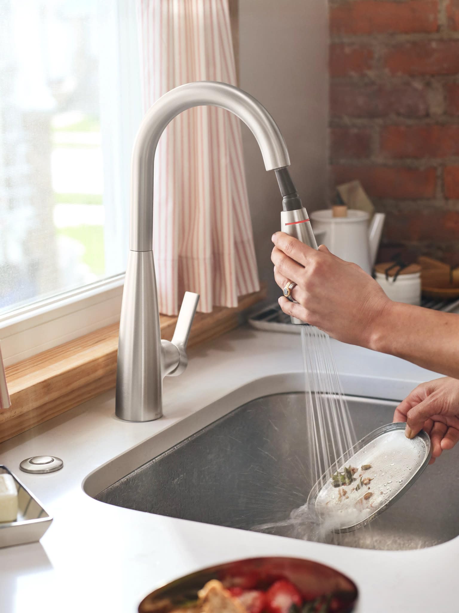 Moen Haelyn Pulldown Kitchen Faucet with Power Boost, 87627 | Pulldown sprayer, Power Boost technology, Soap dispenser included, Chrome finish, High arc faucet