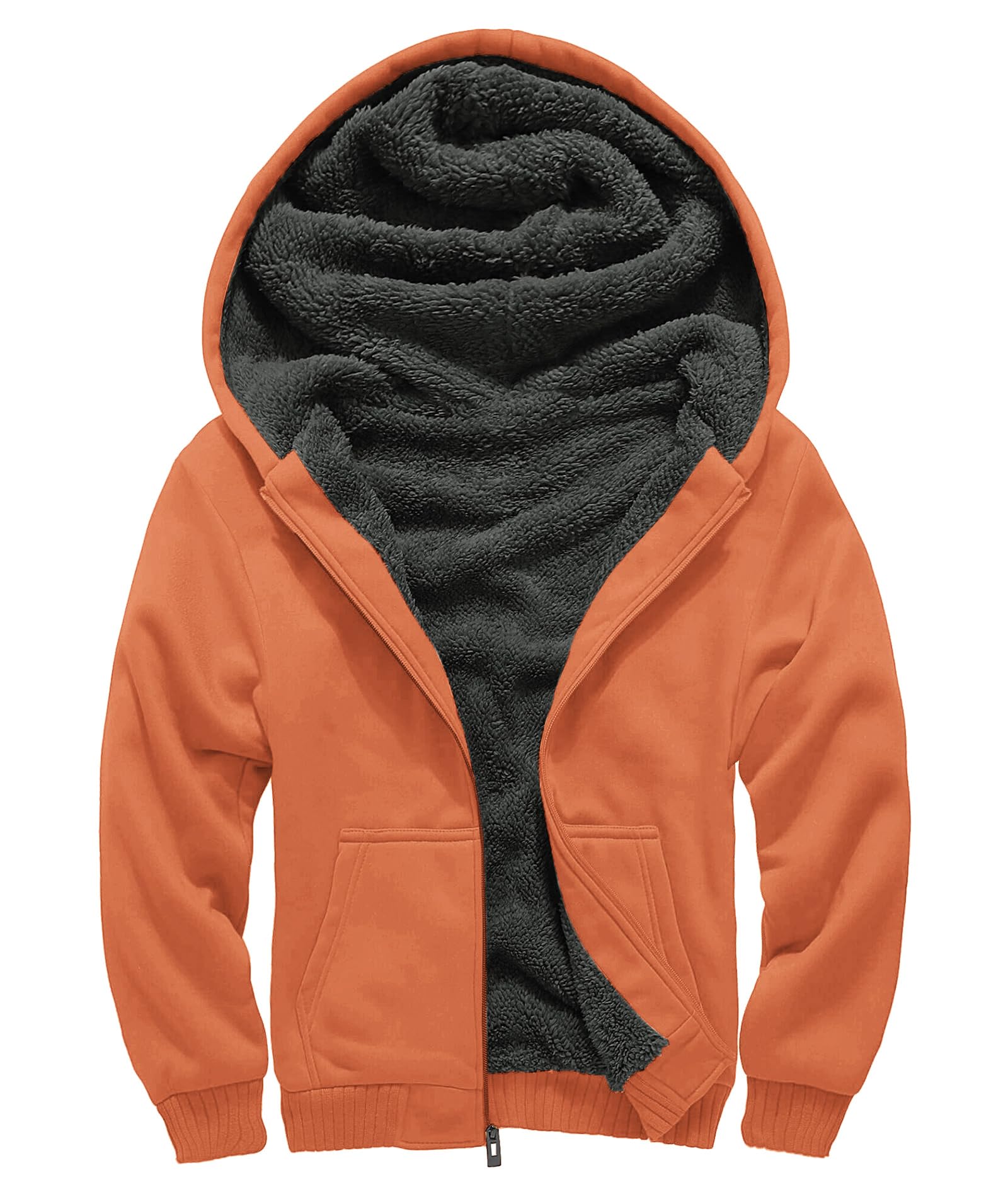 GEEK LIGHTING Boys Sherpa Lined Hoodie Kids Fleece Sweatshirt Full Zip Hooded Jacket
