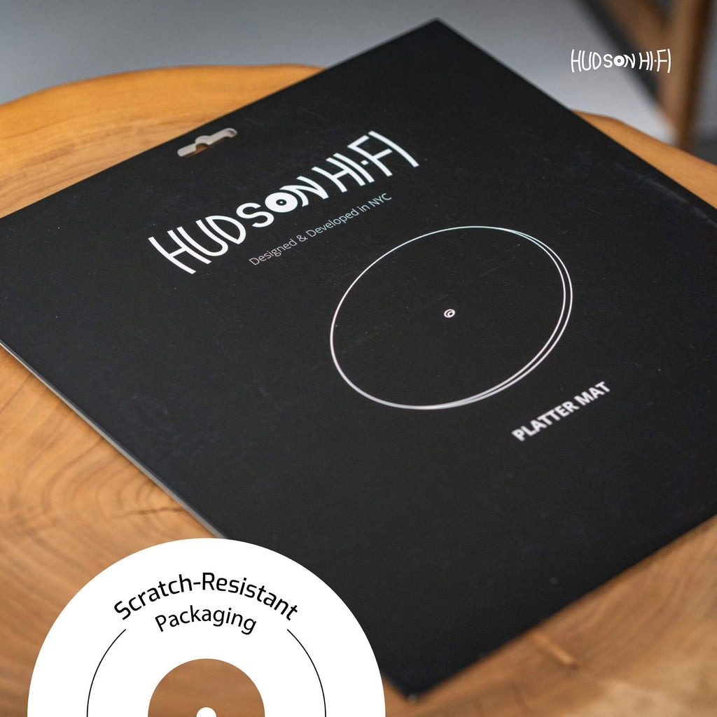 Hudson Hi-Fi Acrylic Turntable Mat – 11.75” Anti-Static Turntable Slipmat with Label Recess – 1/8” Thick Acrylic Platter Mat for Vinyl LP Record Players – Black