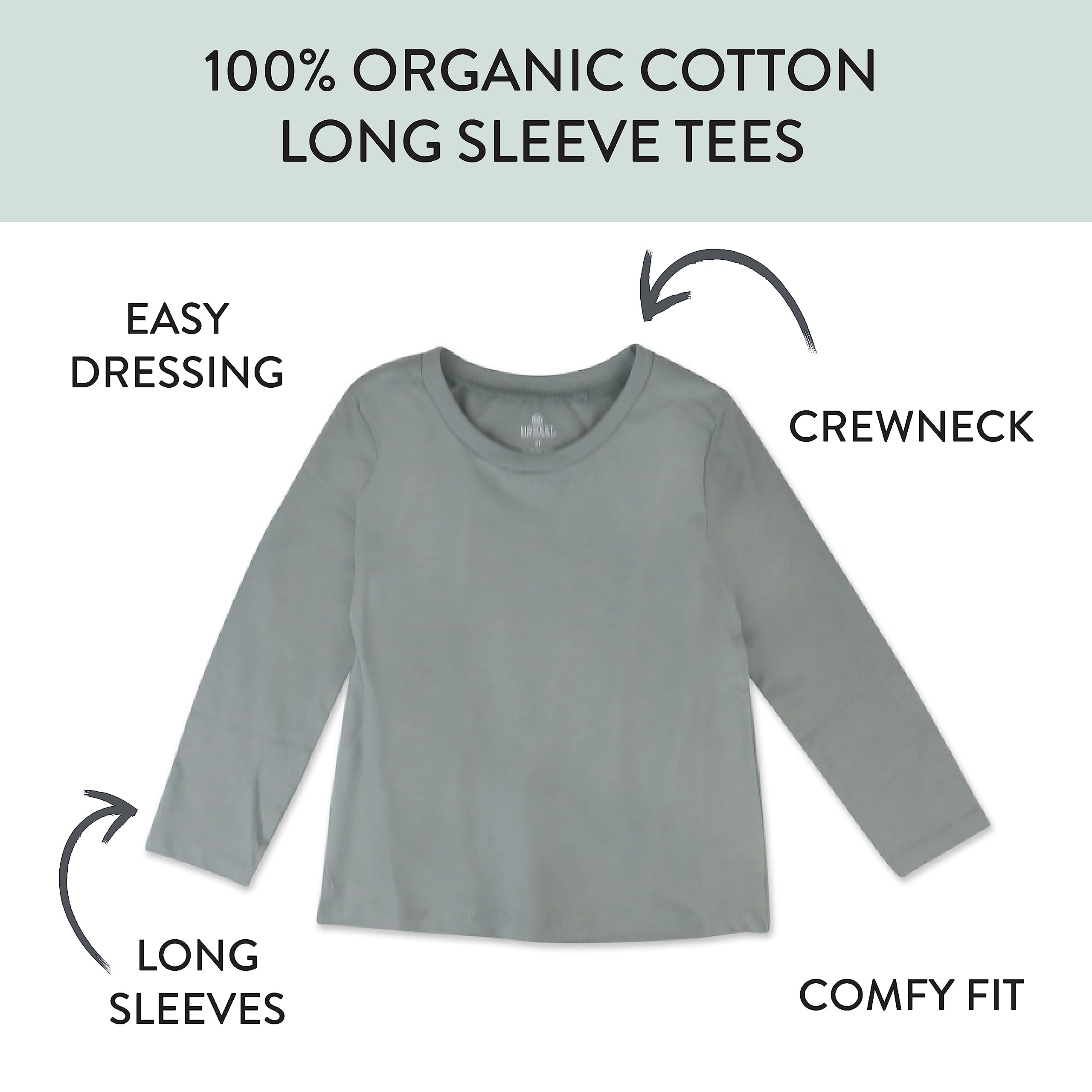 HonestBaby Unisex-Baby Organic Cotton Long Sleeve Tshirts Multipack