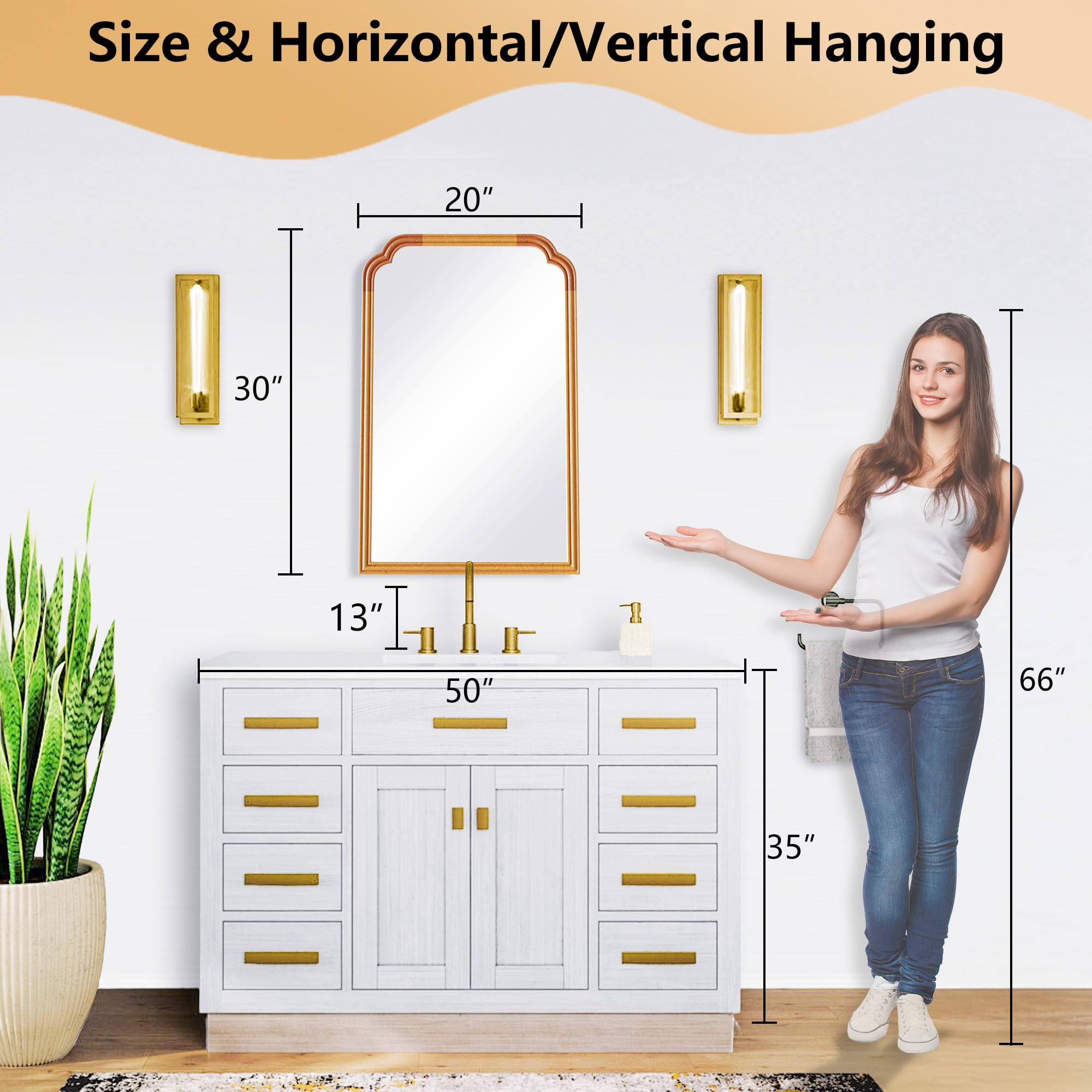 Ferytange 18X24 Inch Black Mirror for Wall with Metal Frame Rectangular Rounded Bathroom Vanity Mirror Anti-Rust, Hangs (Black 18" x 24")