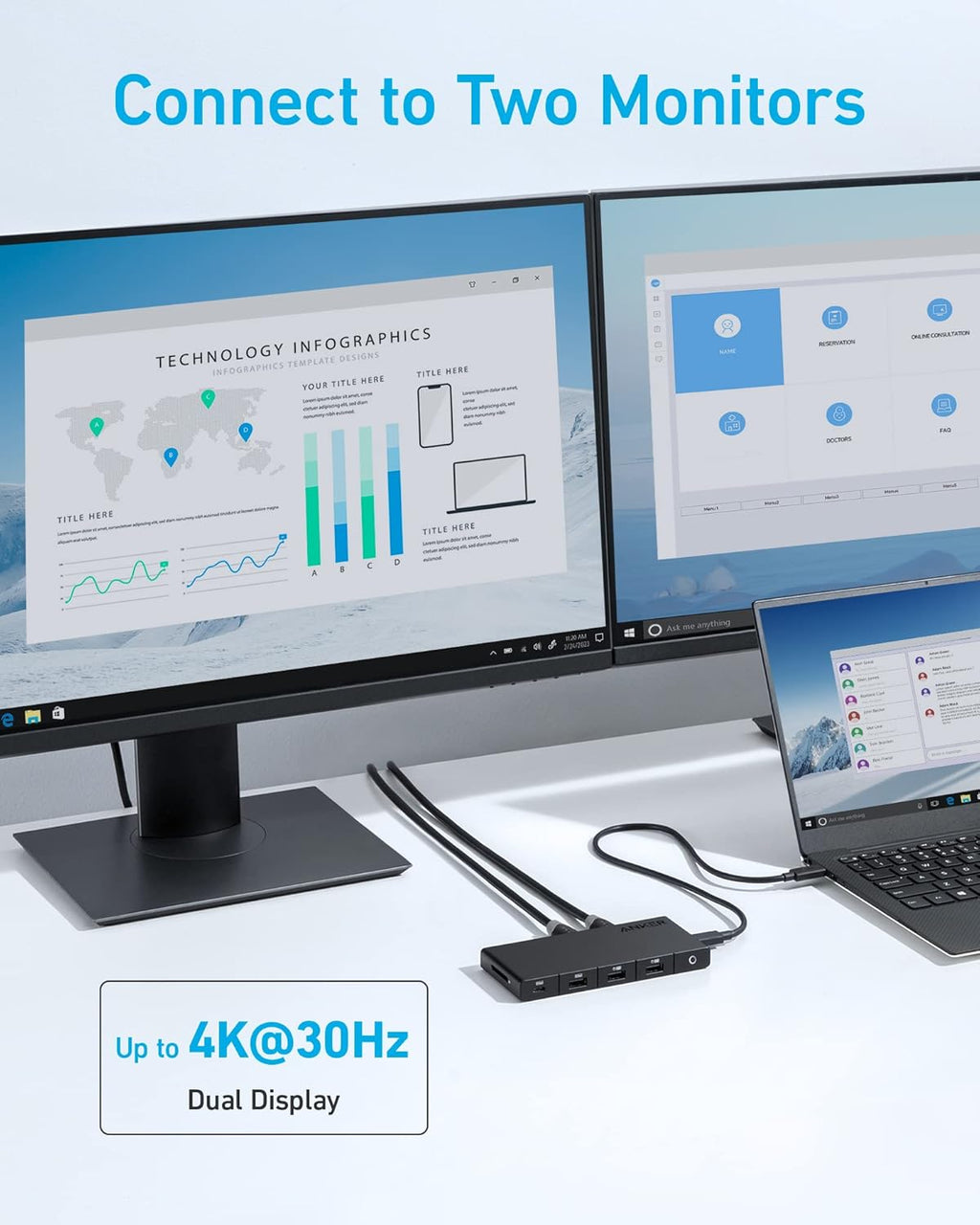 Anker USB C Hub (10-in-1), Dual Monitor with 4K HDMI, Max 100W Power Delivery, Dual 4K HDMI Ports, 4 USB-A/USB-C Data Ports, Ethernet and SD Card Reader for Dell Laptop, ThinkPad, and More