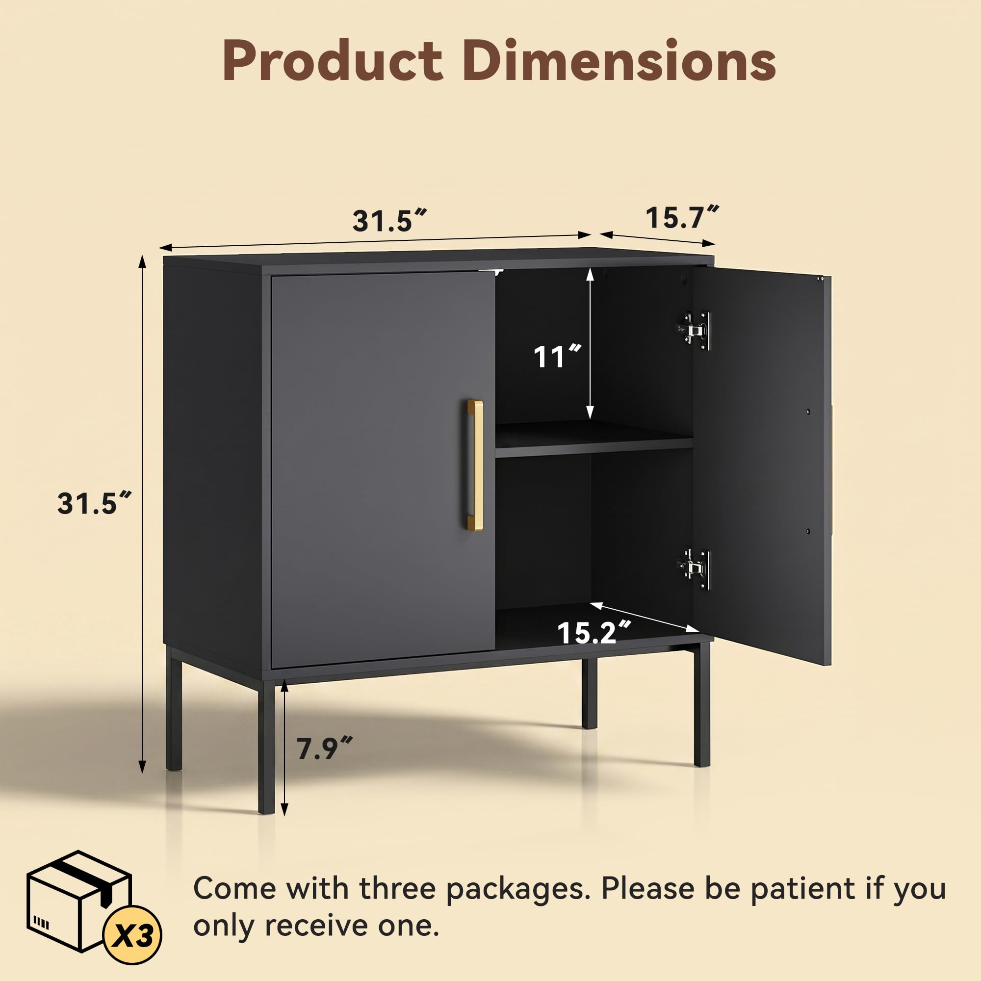 LYNSOM TV Stand for 55 Inch TV, Media Console Table with 2 Cabinets, Storage for Bedroom, Living Room, Entertainment Room (Black)
