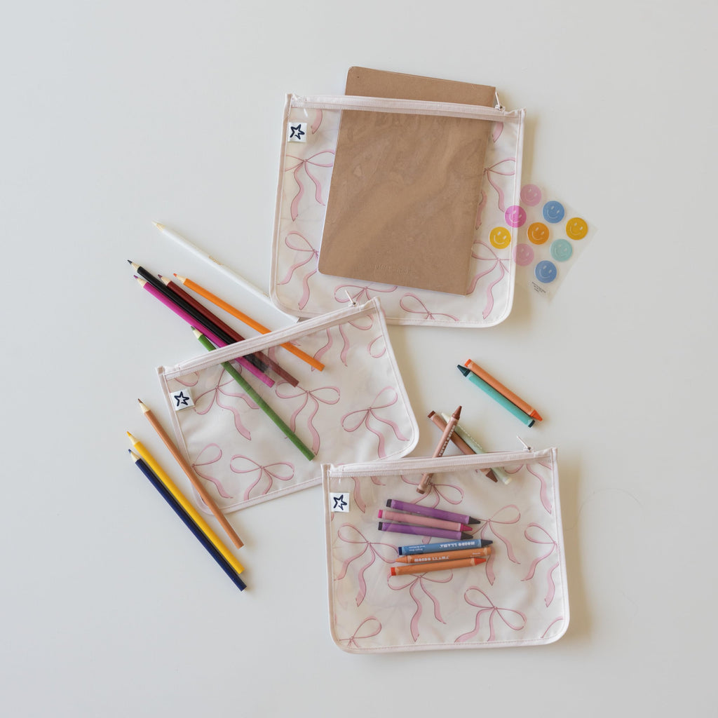 Tiny Twinkle Diaper Bag Organizing Pouches|3 Pack Mess-Proof Clear Front Travel Organizer Bags&TSA Approved Toiletry Bag Set for Baby and Mom Essentials
