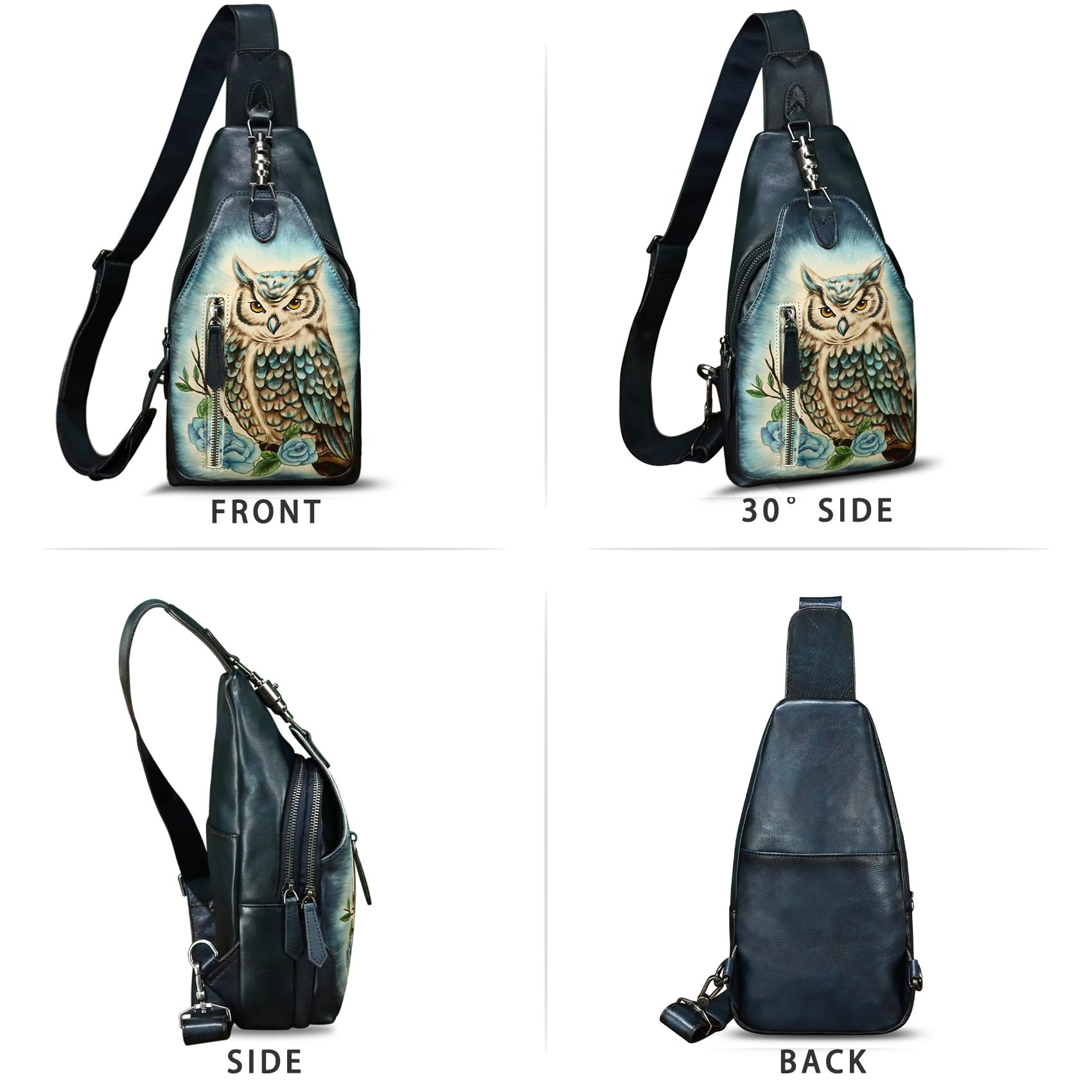 Genuine Leather Sling Bag for Men and Women Real Leather Shoulder Crossbody Bag Chest Bag Sling Backpack Purse