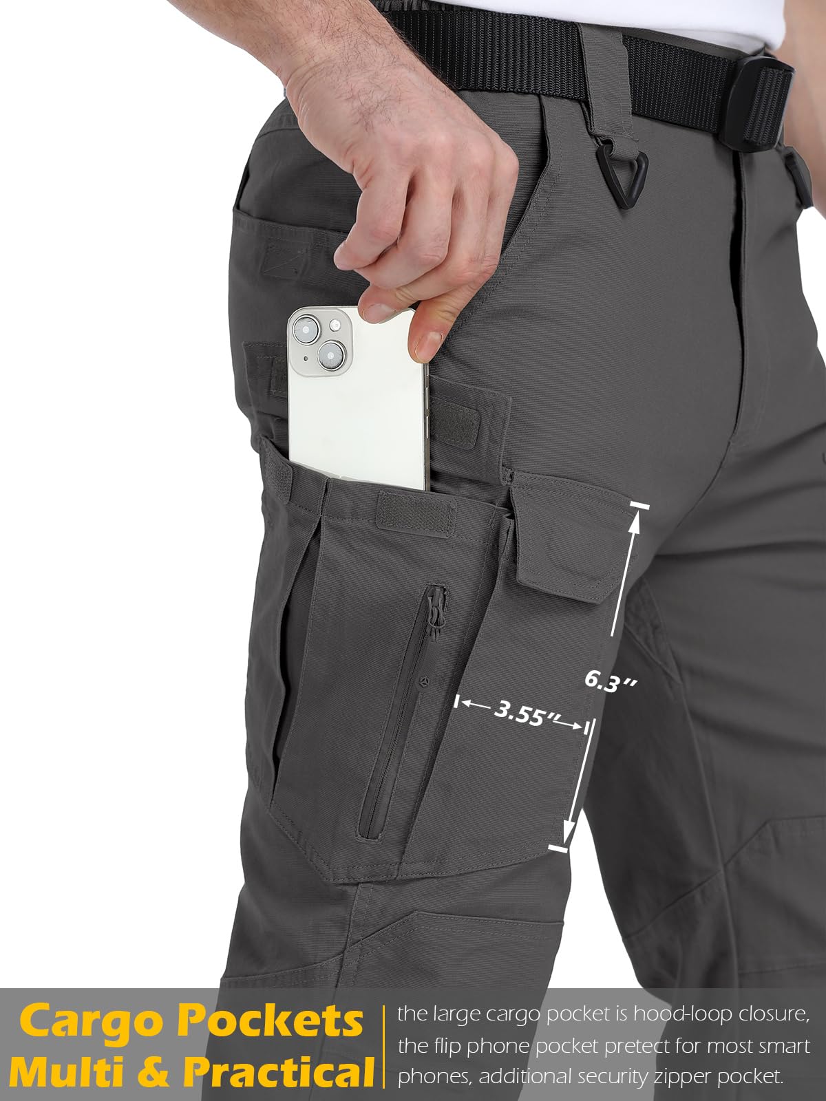 MANSDOUR Men's Cotton Hiking Tactical Pants Lightweight Stretch Military Combat Cargo Work Pants