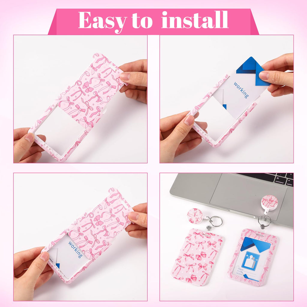 3 Set Badge Holder Retractable Reel Bloom ID Badge Holders with Clip Cute Name Badge Holders for Teacher Nurse Doctor Student Office Workers