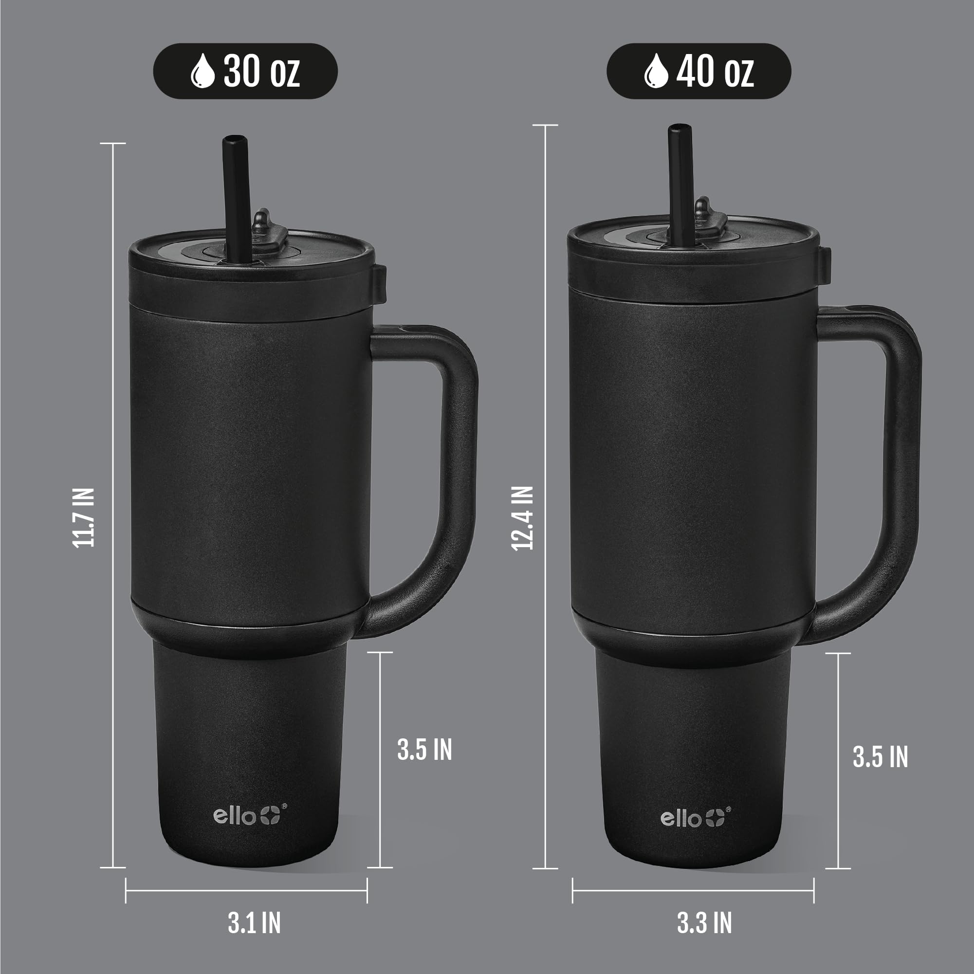 Ello Oasis 24 oz Tumbler with Handle & Retracting Straw | Reusable Insulated Stainless Steel Cup 100% Leakproof, Gifts for Teens Women Men | Keeps cold for 24 Hours, Cup Holder Friendly, Cream Tonal