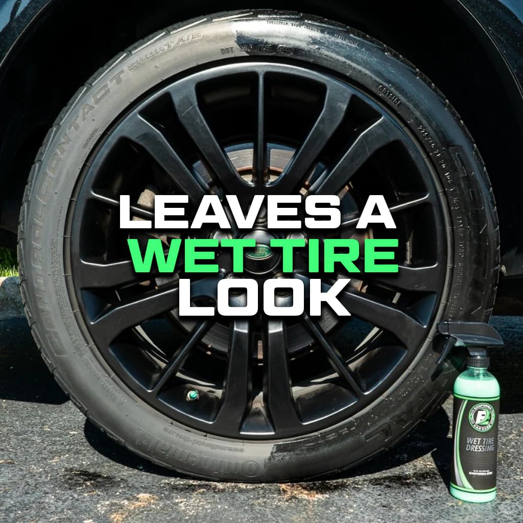 ExoForma Wet Tire Dressing Spray - Extremely High Shine Tire Dressing for That Wet Look - No Sling, Non-Greasy Silicone Formula with UV Protection - Easy to Apply, Minimal Cure Time - 16 fl oz