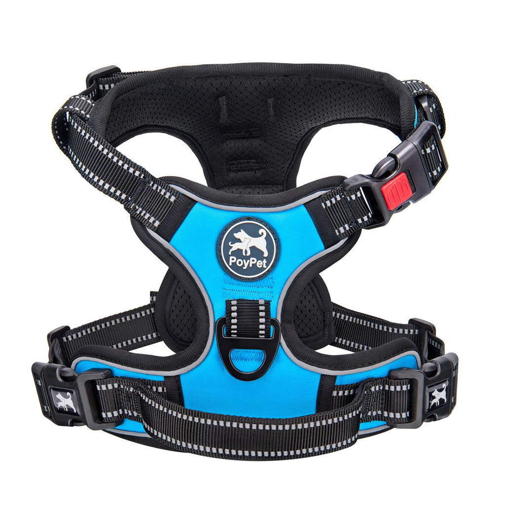 PoyPet No Pull Dog Harness, No Choke Front Lead Dog Reflective Harness, Adjustable Soft Padded Pet Vest with Easy Control Handle for Small to Large Dogs(Black,XS)