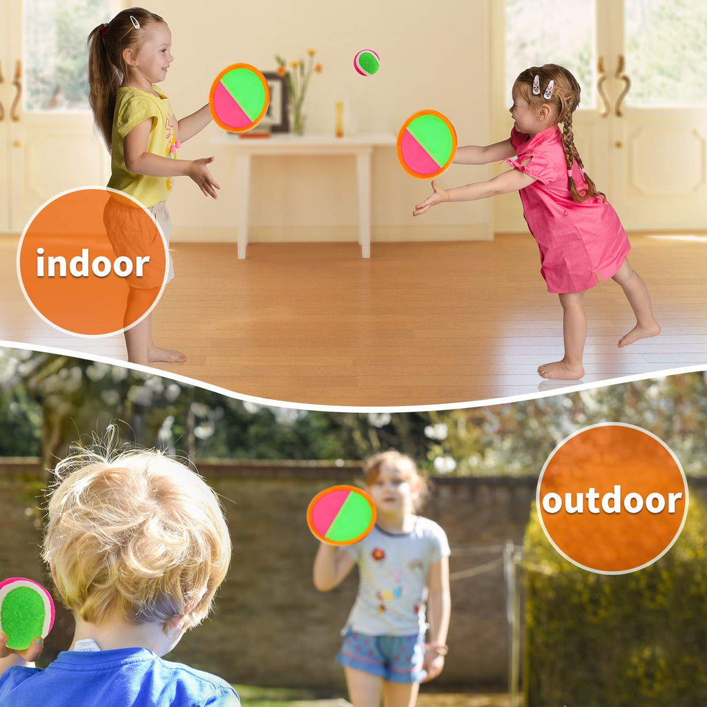 Toss and Catch Ball Game Set - Outdoor & Indoor Sports Toys for Kids - Outside Games for Yard, Lawn, Camping, Beach, Pool - Classic Sticky Paddle Ball Toy for 3 4 5 6 7 8-12 Year Old Boys Girls Gifts