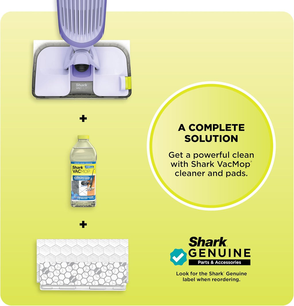 Shark VACMOP Cordless Hard Floor Cleaner, Vacuum and Spray Mop, Powerful Suction, Lightweight, LED Headlights, Includes 4 Disposable Pads, 12oz Multi-surface Cleaning Solution, Lavender, VM252PL