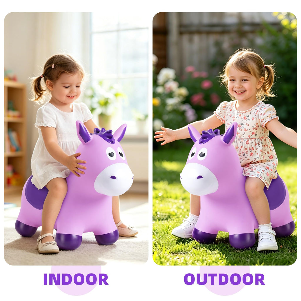 Kids Dinosaur Bouncy Animal Toys, Inflatable Triceratops Bouncer, Ride on Bounce Hopper, Indoor Outdoor Activity Birthday Gift for 18 Months 2 3 4 Years Old Boys