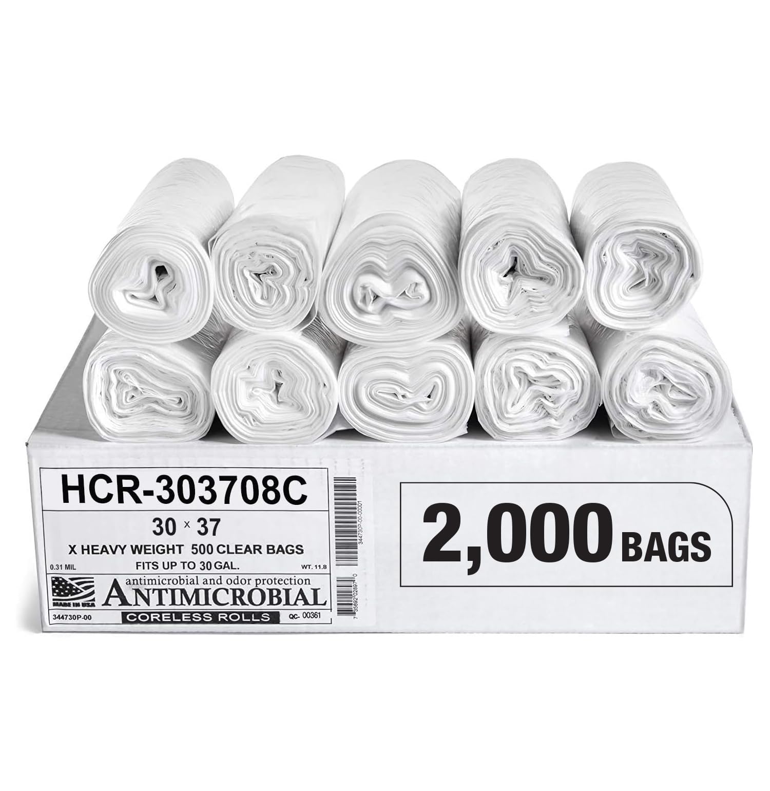 Aluf Plastics High Density Trash Bags, 10 Gallon, 4000 Count, 6 Micron (eq), 24" x 24", Black, for Bathroom, Office, Industrial, Commercial, Janitorial, Municipal, Recycling