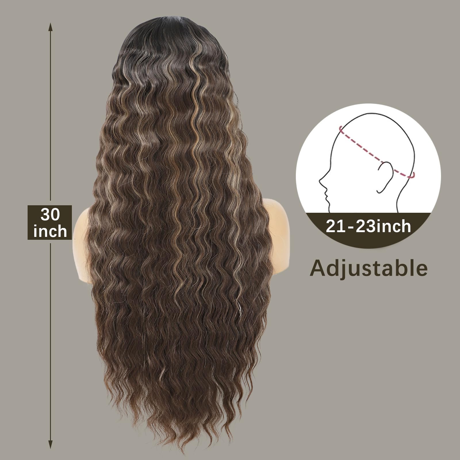 INSTASTYLE 30 Inch Synthetic Curly Wigs for Women Long Black Hair Wig Lace Front 4" Simulated Scalp Natural Loose Deep Wave Crimps Curls Wig As Hair Replacement Wigs 1B