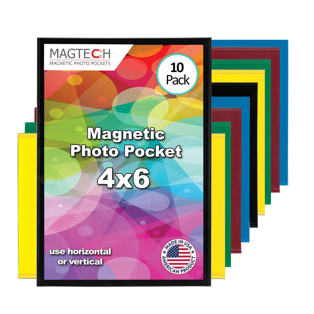 Magtech Magnetic Photo Pocket Picture Frame, White, Holds 2.5 x 3.5 Inches Photos, 10 Pack, Made in the USA (12310)