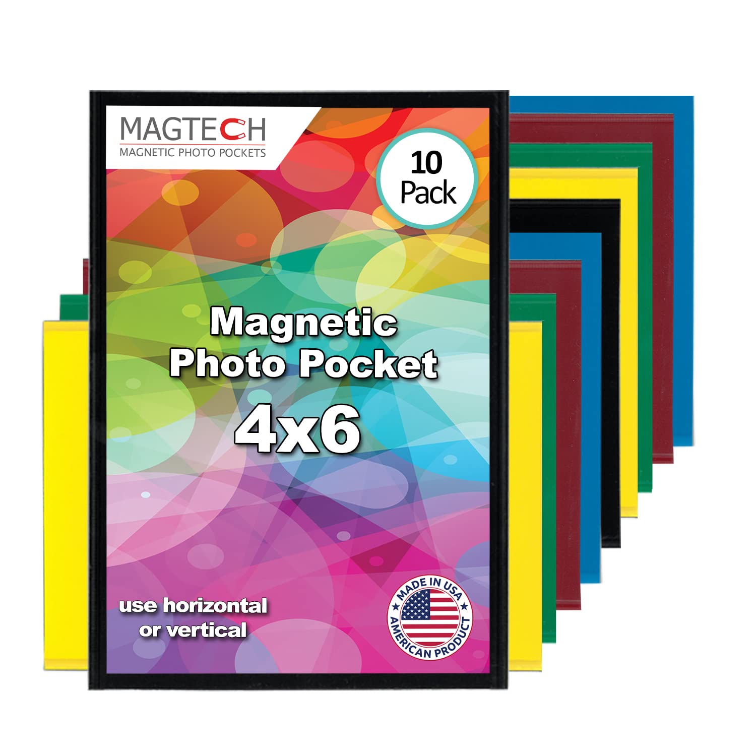 Magtech Magnetic Photo Pocket Picture Frame, White, Holds 2.5 x 3.5 Inches Photos, 10 Pack, Made in the USA (12310)