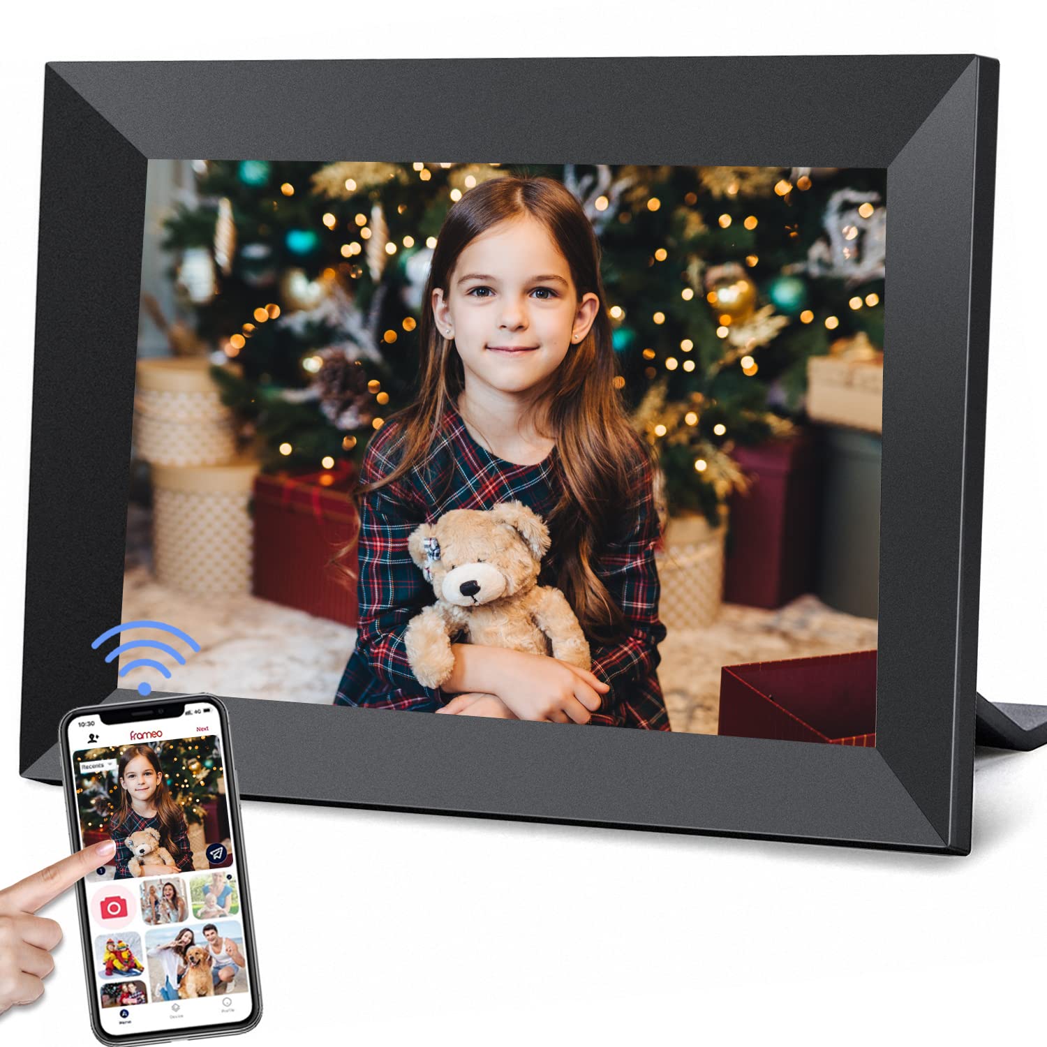 32GB FRAMEO 10.1 Inch Smart WiFi Digital Photo Frame | 1280x800 HD IPS Touchscreen , 32GB Large Storage, Auto Rotate,Share Moments Instantly via Frameo App from Anywhere