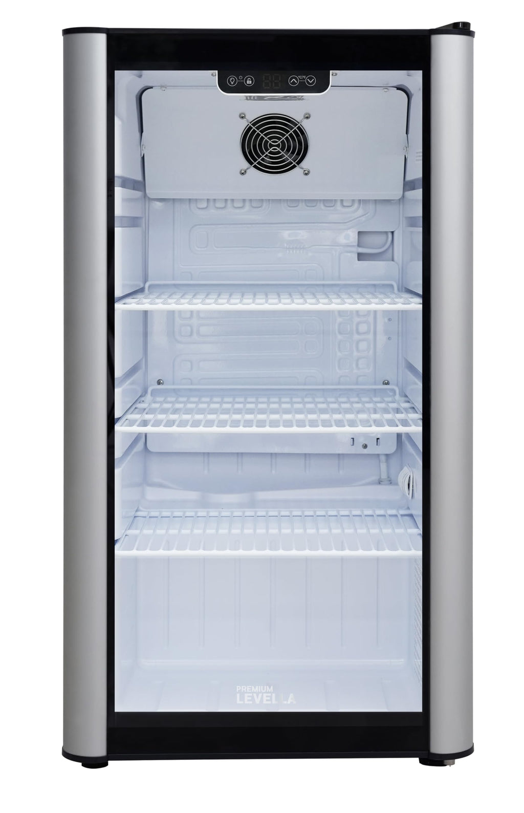 PremiumLevella PRF37DX Glass Door Display Refrigerator 3.1 cu ft Commercial Beverage Cooler Merchandiser - Black