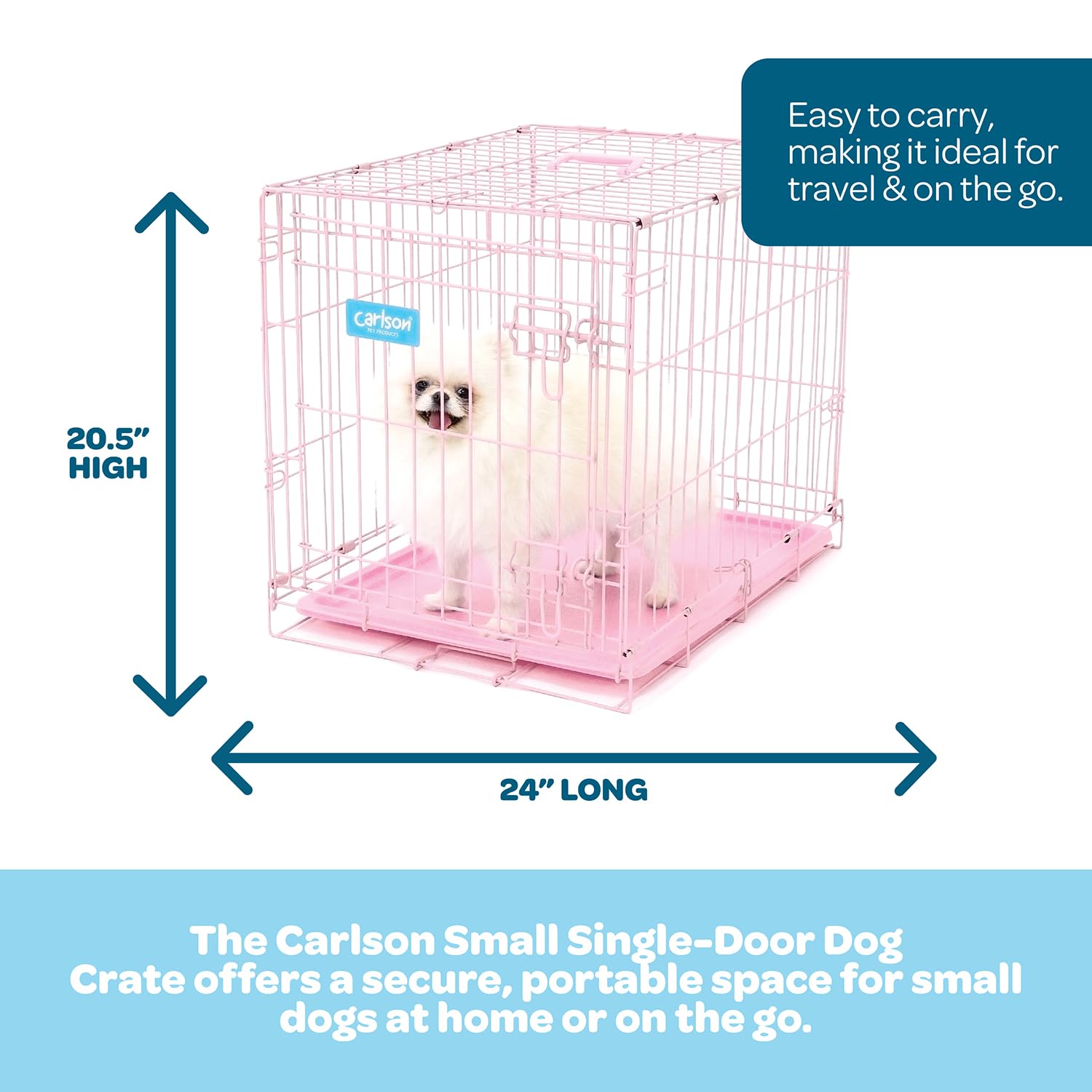 Carlson Secure and Compact Double Door Metal Dog Crate, Medium with Divider Panel