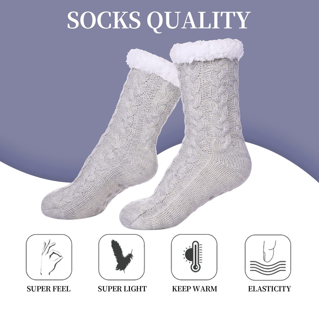 SDBING Women's Winter Super Soft Warm Cozy Fleece Lined Fuzzy Slipper Socks with Grippers