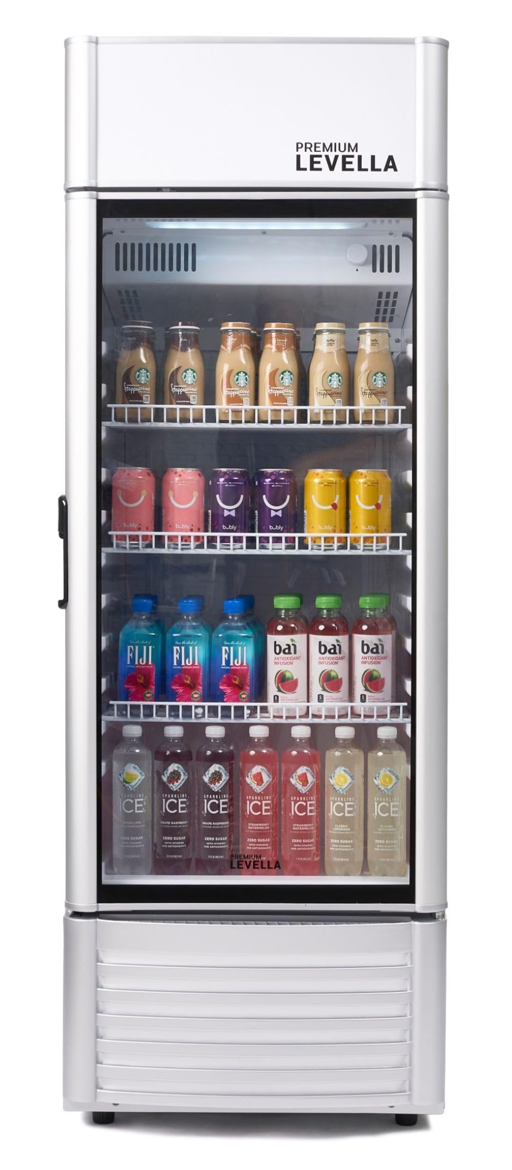 PremiumLevella PRF37DX Glass Door Display Refrigerator 3.1 cu ft Commercial Beverage Cooler Merchandiser - Black