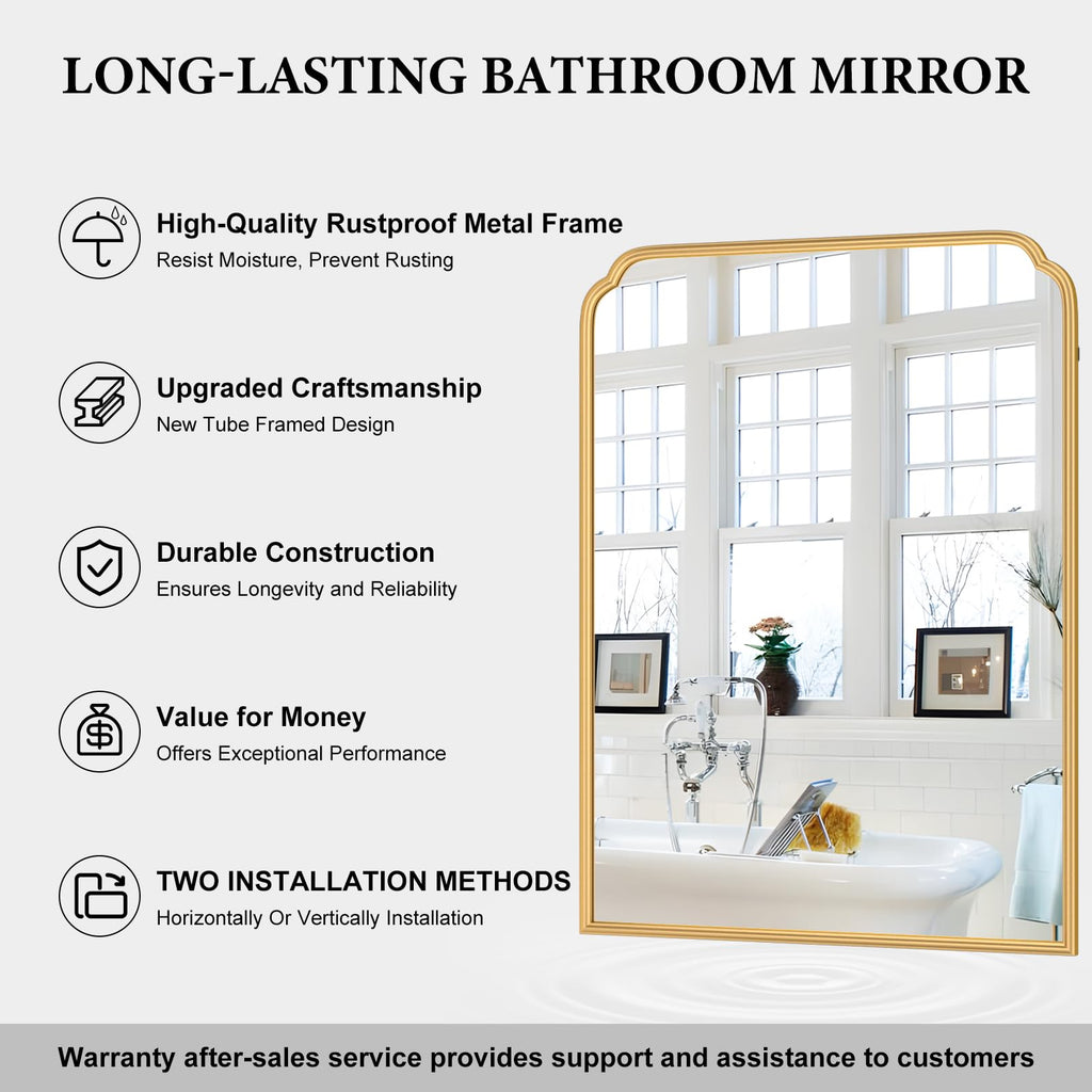Ferytange 18X24 Inch Black Mirror for Wall with Metal Frame Rectangular Rounded Bathroom Vanity Mirror Anti-Rust, Hangs (Black 18" x 24")