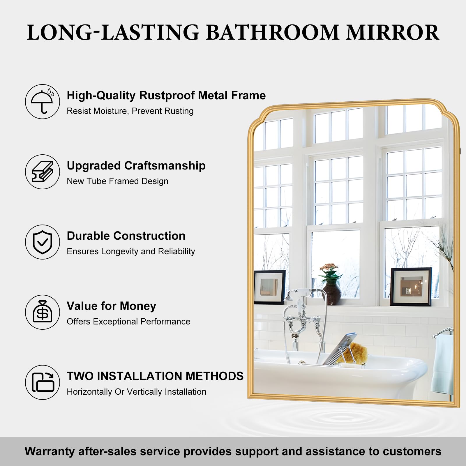 Ferytange 18X24 Inch Black Mirror for Wall with Metal Frame Rectangular Rounded Bathroom Vanity Mirror Anti-Rust, Hangs (Black 18" x 24")