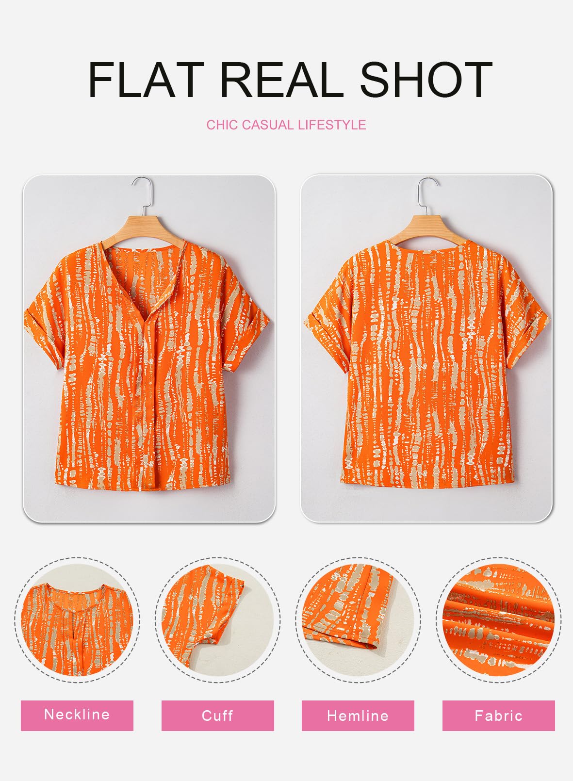 SHEWIN Women's Casual V Neck Floral Print Chiffon Blouses 3/4 Sleeve Boho Summer Tops Shirts