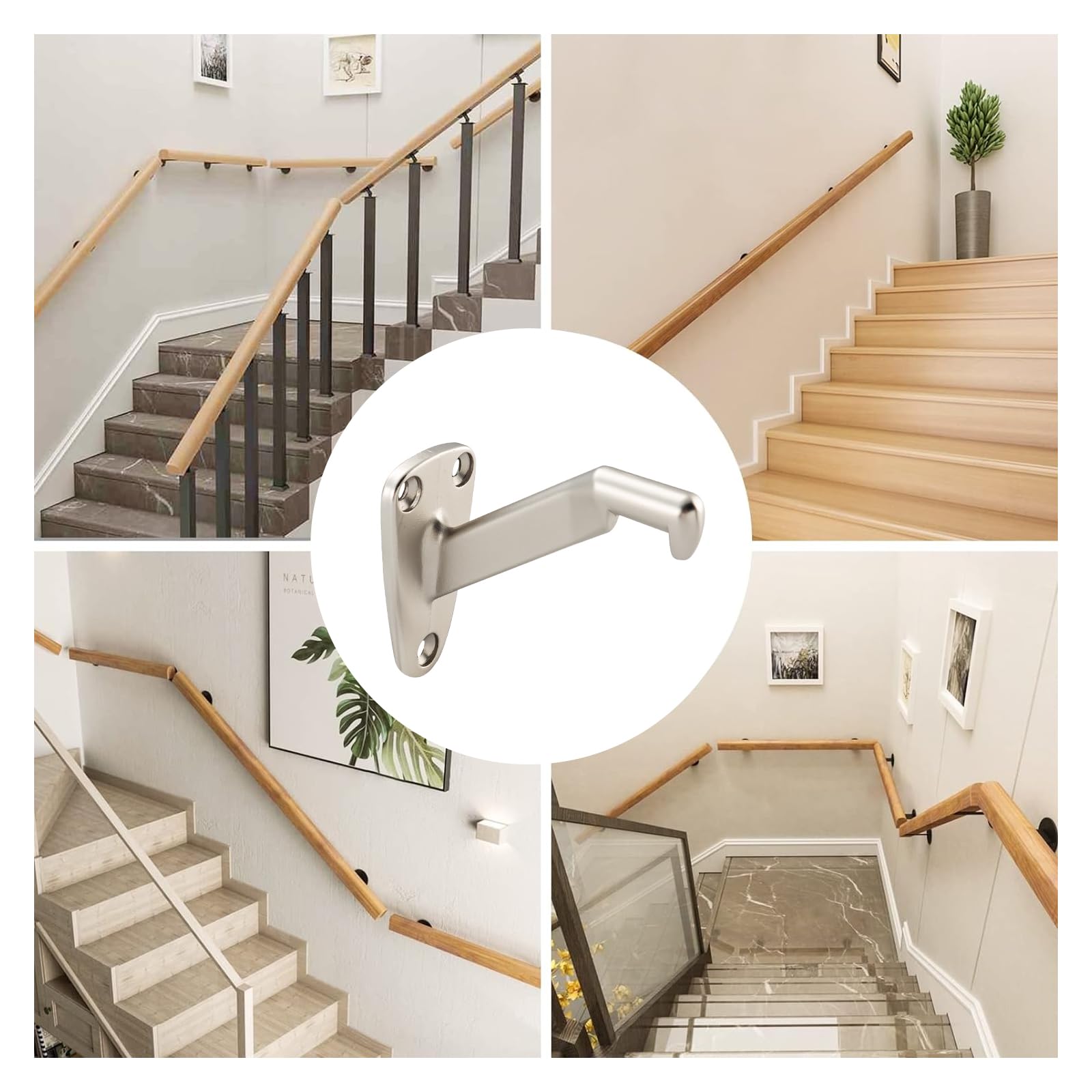 HOME MASTER HARDWARE Heavy Duty Handrail Stair Brackets Brass Staircase Hand Rail Bracket, Gold Finish, 1Pcs