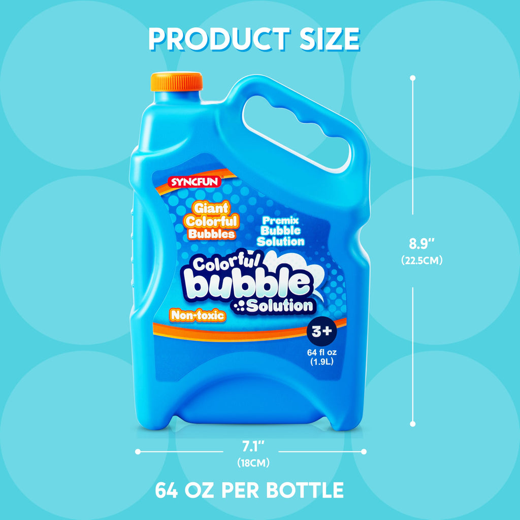 SYNCFUN 64 oz Premixed Bubble Solution, 1.9L Giant Pre-Mix Refill Solution for Bubble Machine, Bubbles for Kids, Wands, Blower, Easter, Outdoors Activity,No Mixing or Measuring