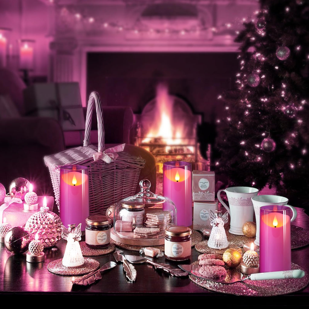 NURADA Flameless Candles with Remote Timer: 3D Wick Battery Operated Led Pillar Acrylic Fake Candle Set for Home Decoration Romantic Ambiance - Gold 2 Pack