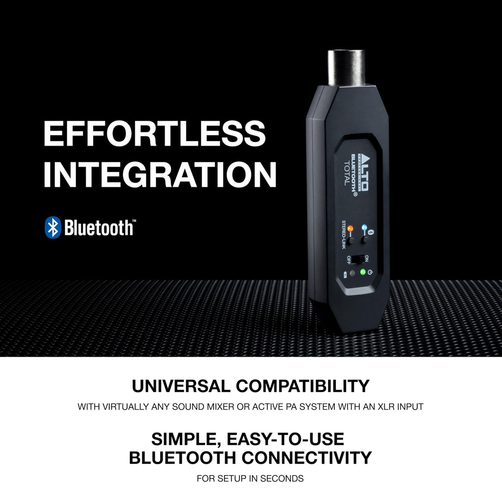 ALTO Bluetooth Total 2 XLR Equipped Rechargeable Bluetooth Receiver for Mixing Desk Audio Mixer Setups and Active PA Systems
