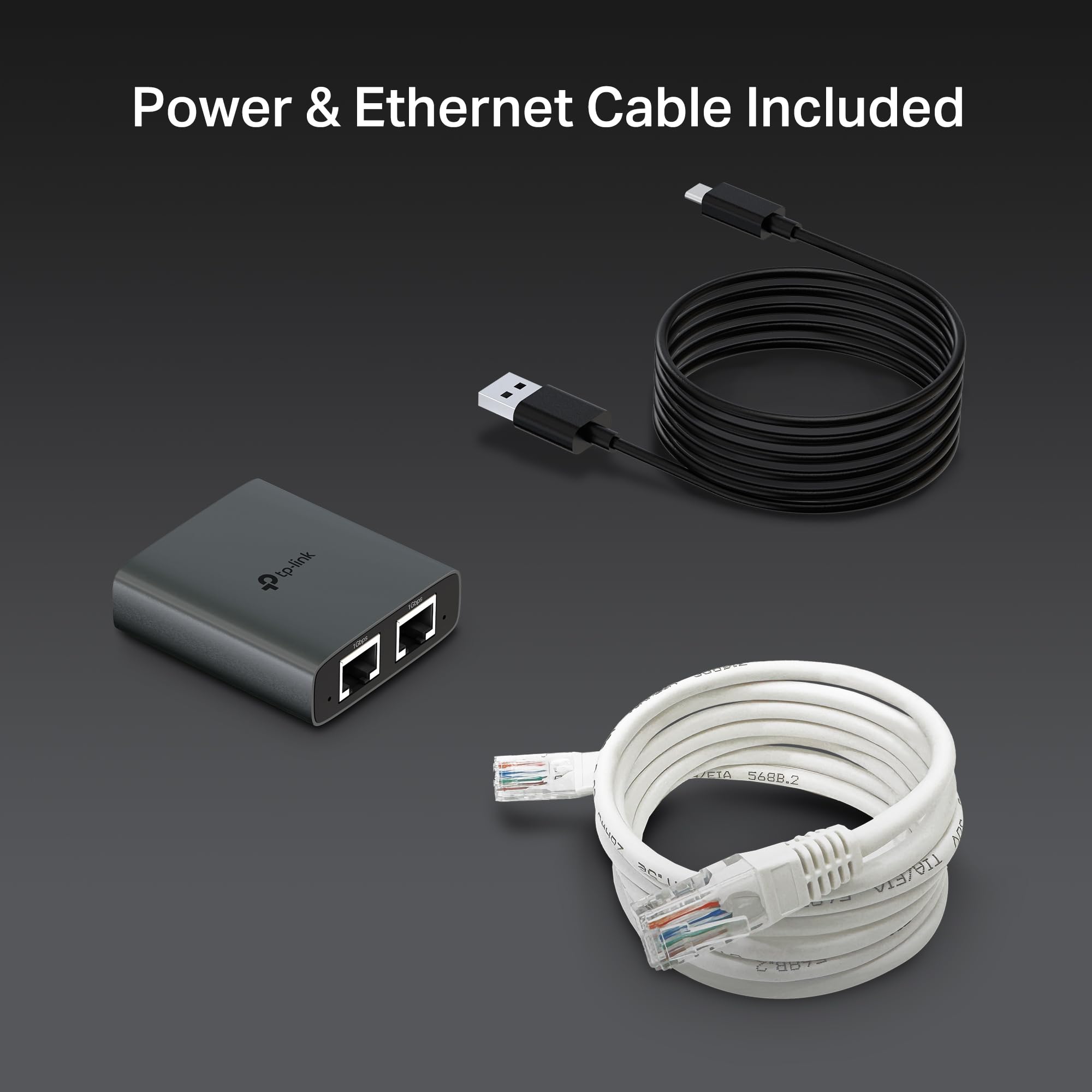 TP-Link Ethernet Splitter 1 to 2, 1000 Mbps High Speed Dual-Port Internet Splitter, Compatible w/ Cat8/7/6/5e/5, USB-C & Ethernet Cables Included, Aluminum Case, Plug and Play for Routers & More EH210