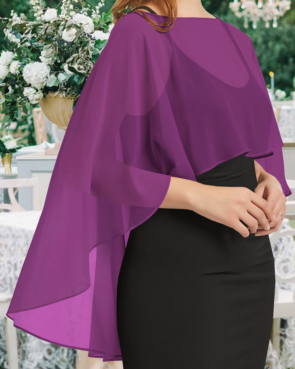 Womens Capelets Shawls and Wraps for Evening Dress Chiffon Capes Wedding Cover Up