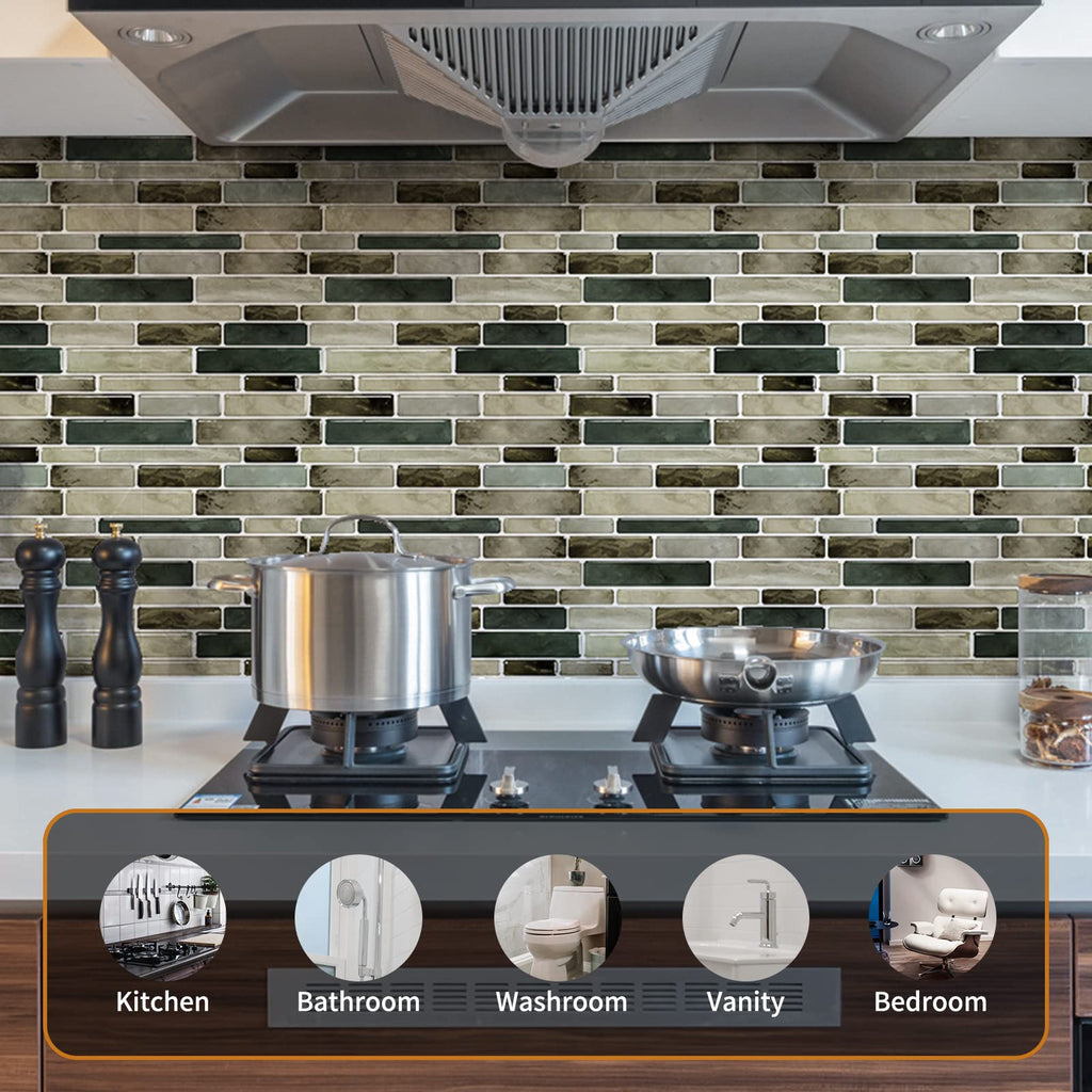 WOWSTAR 10-Sheet Peel and Stick Backsplash Tile for Kitchen, Back Splash Stick On Tiles for Kitchen Wall (Sand)