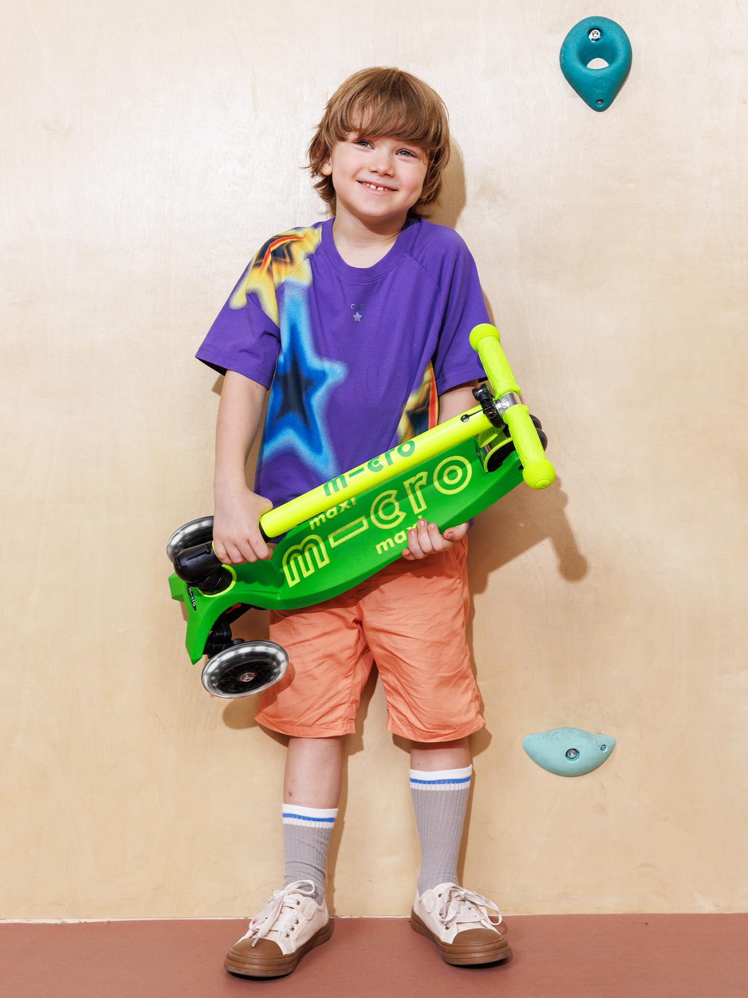 Micro Kickboard | Maxi Foldable LED Kids Scooter for Ages 5-12 | Children up to 110 lbs | 3 Wheel Lean-to-Steer Design | Adjustable T Bar | Smooth Ride, Motion Activated PU LED Wheels | Swiss Design