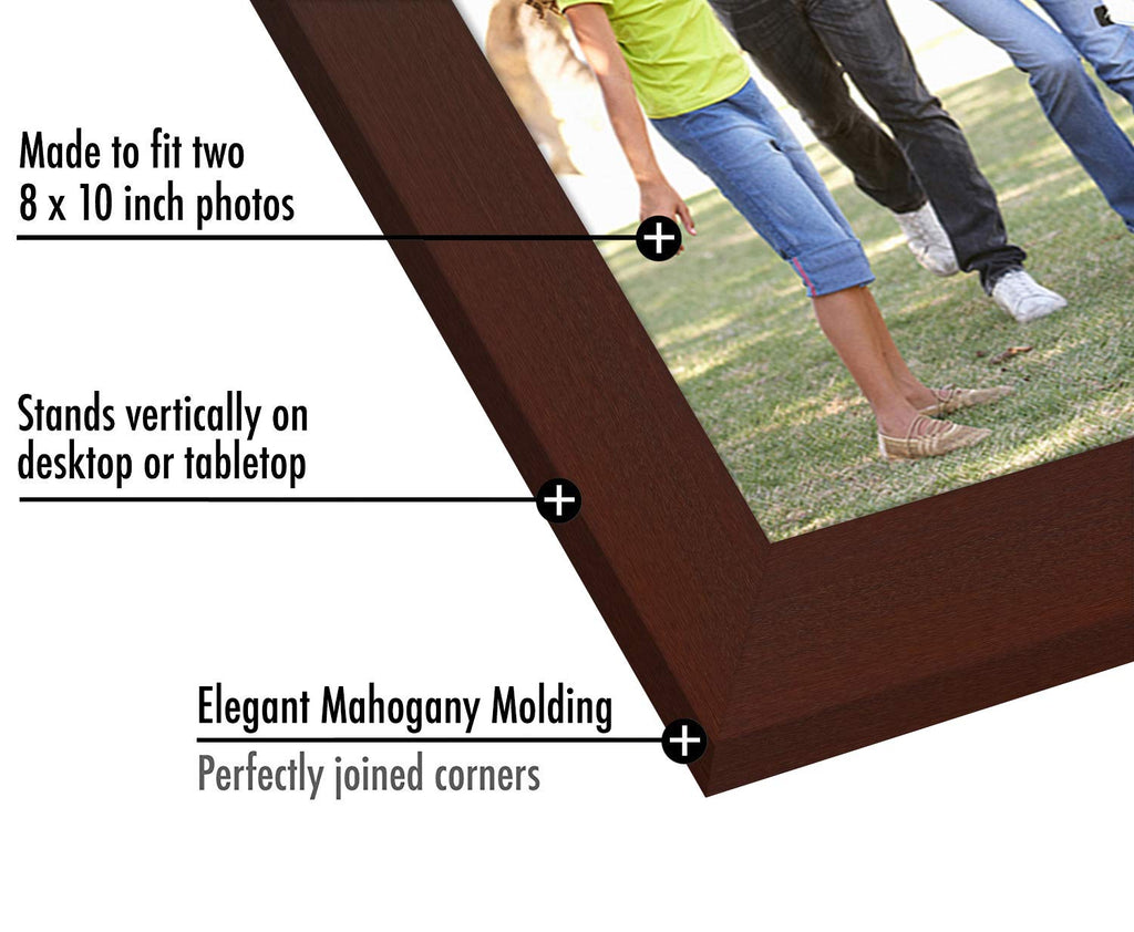 Americanflat Hinged 4x6 Picture Frame with Shatter-Resistant Glass - Double Picture Frames with Engineered Wood - Signature Collection - Photo Frame for Tabletop Display - Black