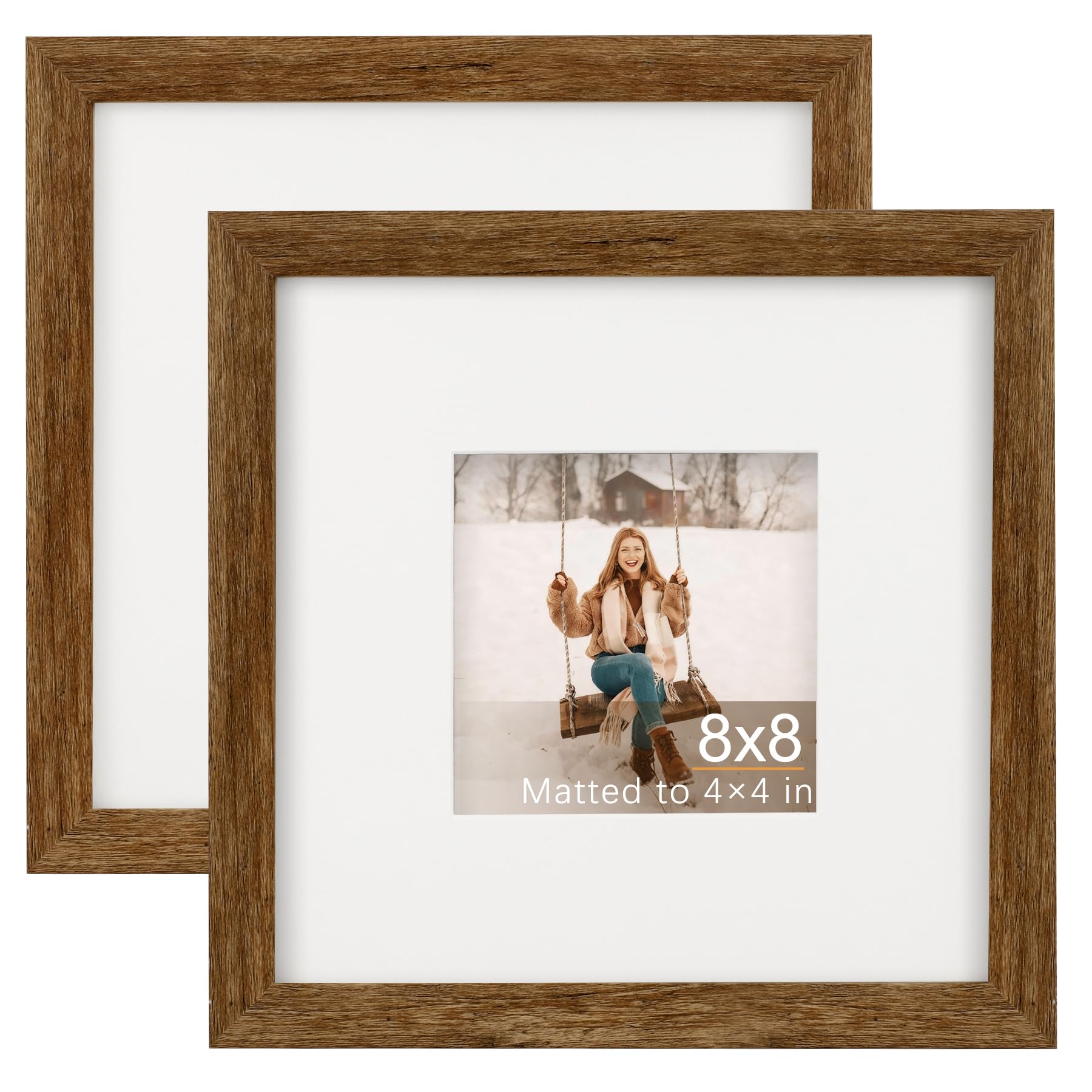 TOFOREVO Picture Frames 4x4 Set of 2 Black Wood Grain Photo Frame for Gallery Wall Mounting or Tabletop Display