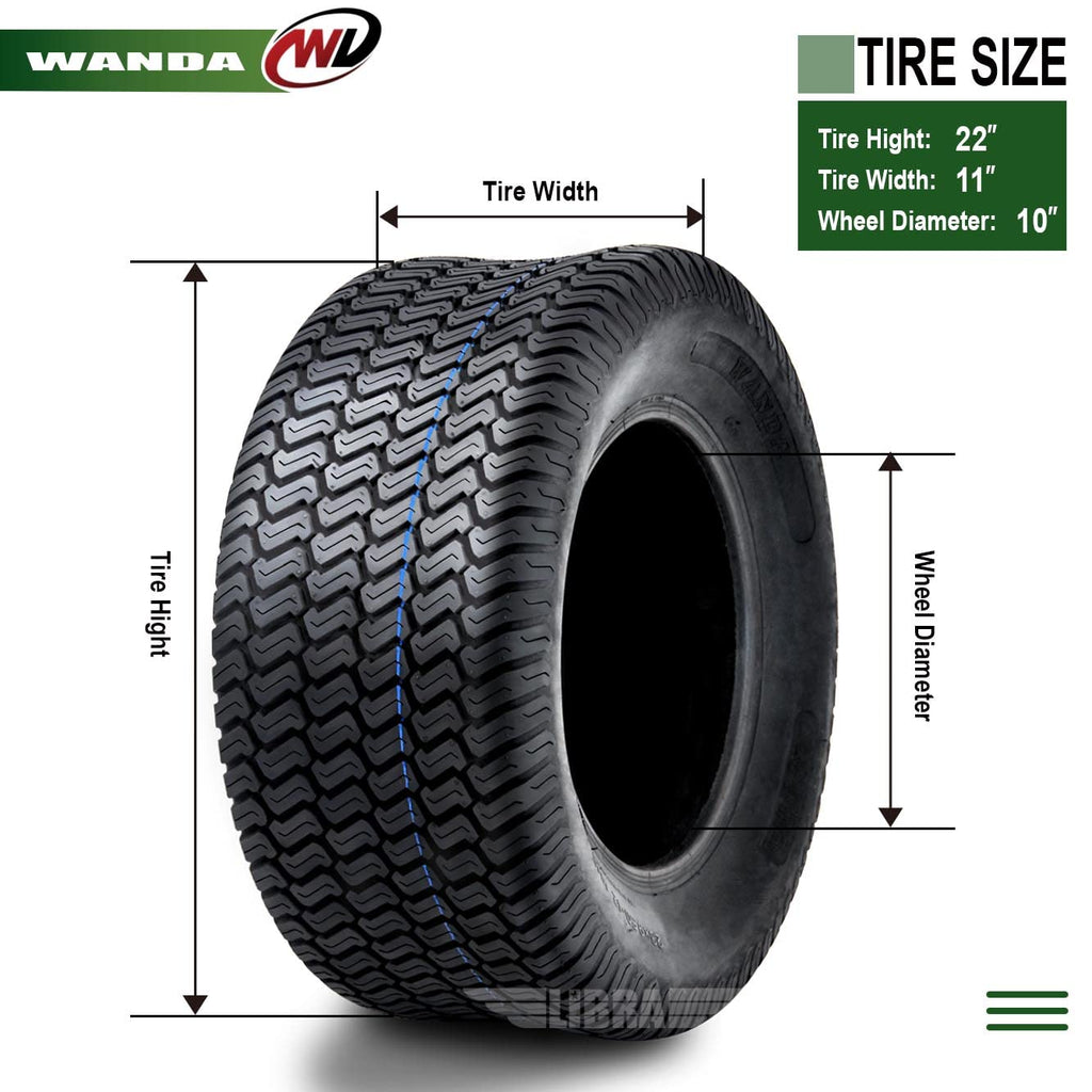 WANDA 11x4-5 Zero Turn Lawn Mower Utility Cart Turf Tire 11x4x5 11x4.00-5/4 Ply - 13204
