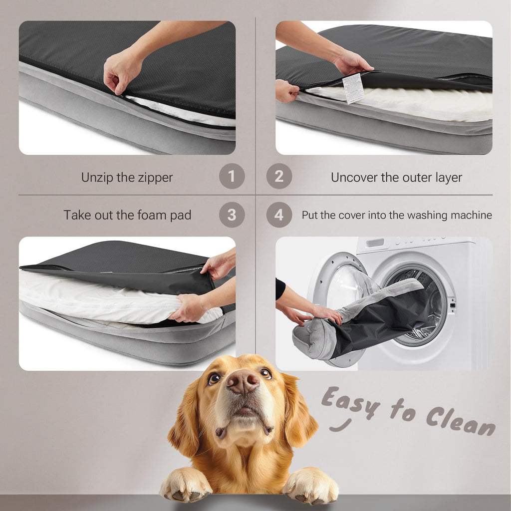 Soft Touch Orthopedic Dog Bed for Large Dogs with Faux Fur Top, Waterproof Pet Couch Bed with Removable Washable Cover and Supportive Foam Filling (Grey, Large)