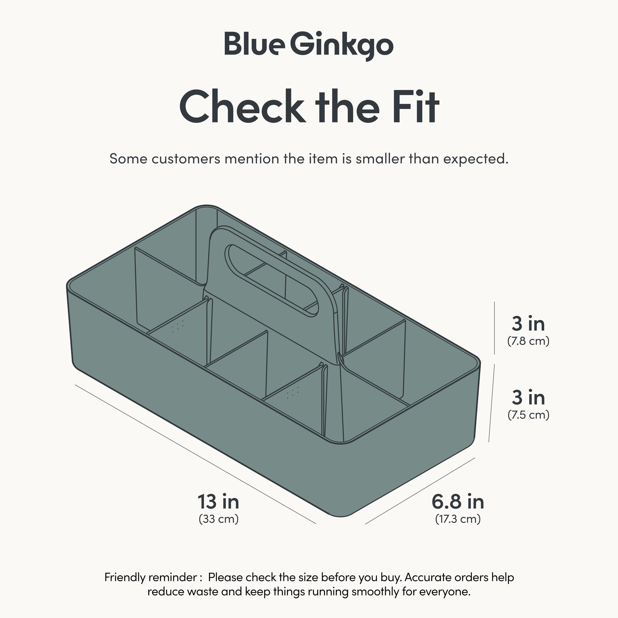 BLUE GINKGO Stackable Organizer Caddy – Korean-Made Portable Tote for Bathroom, Office, Crafts, or School Supplies (Long Rectangle, Blue)
